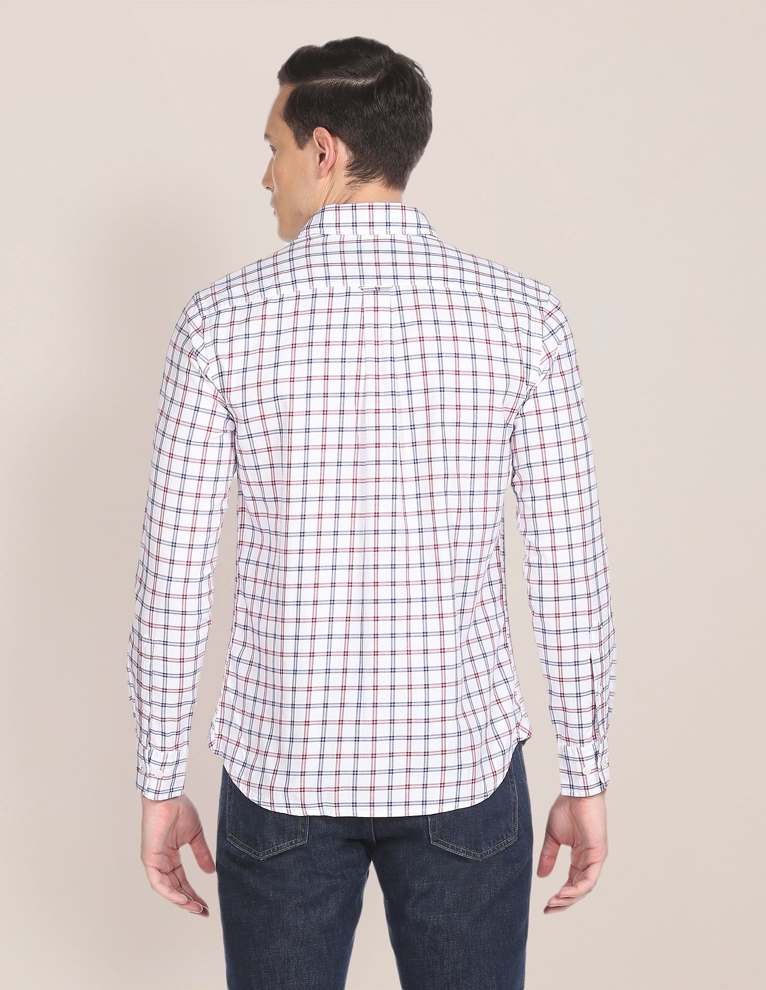 Men White Regular Fit Check Casual Shirt White - U.S. POLO ASSN. | Large