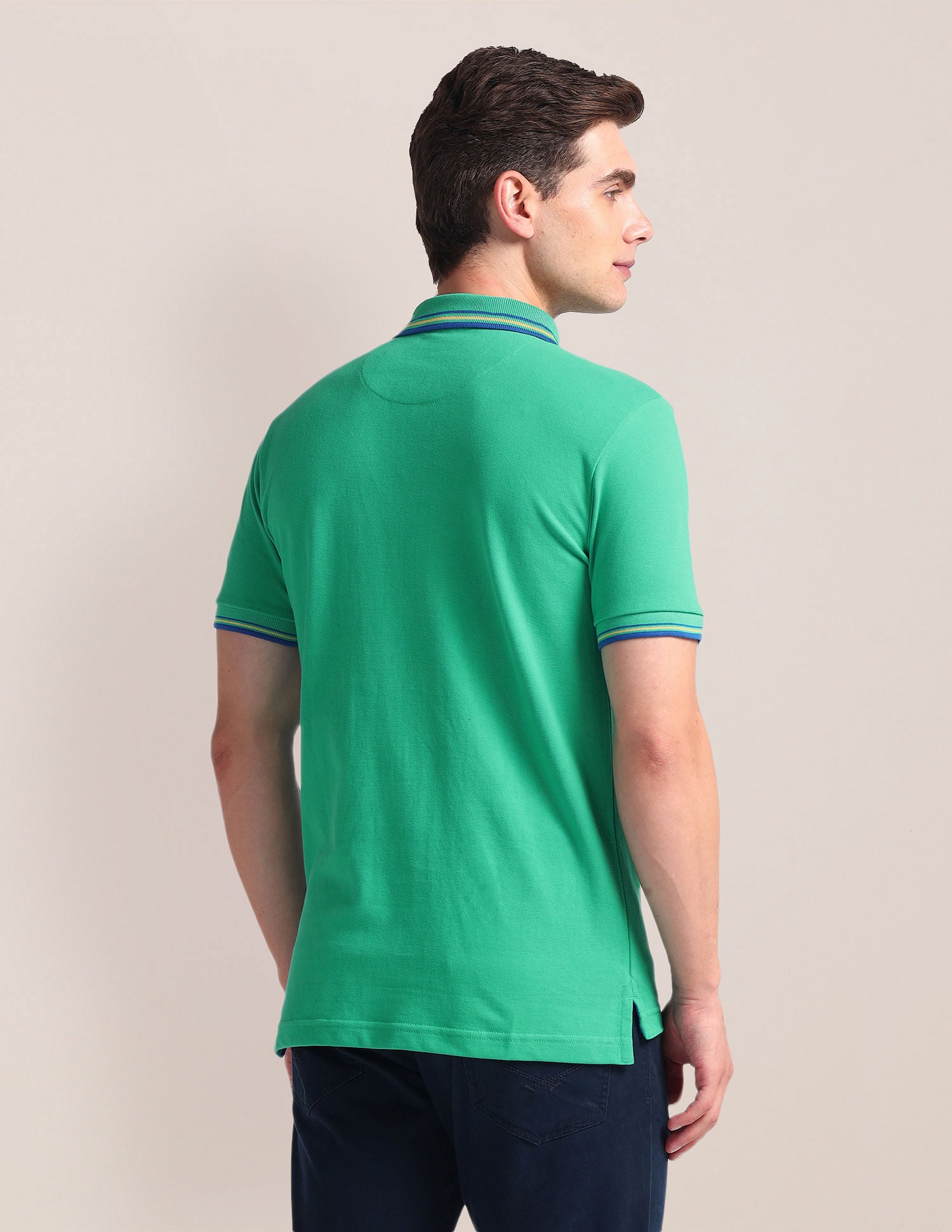 Tipped Collar Slim Polo Shirt Green - U.S. Polo Assn. India | Large