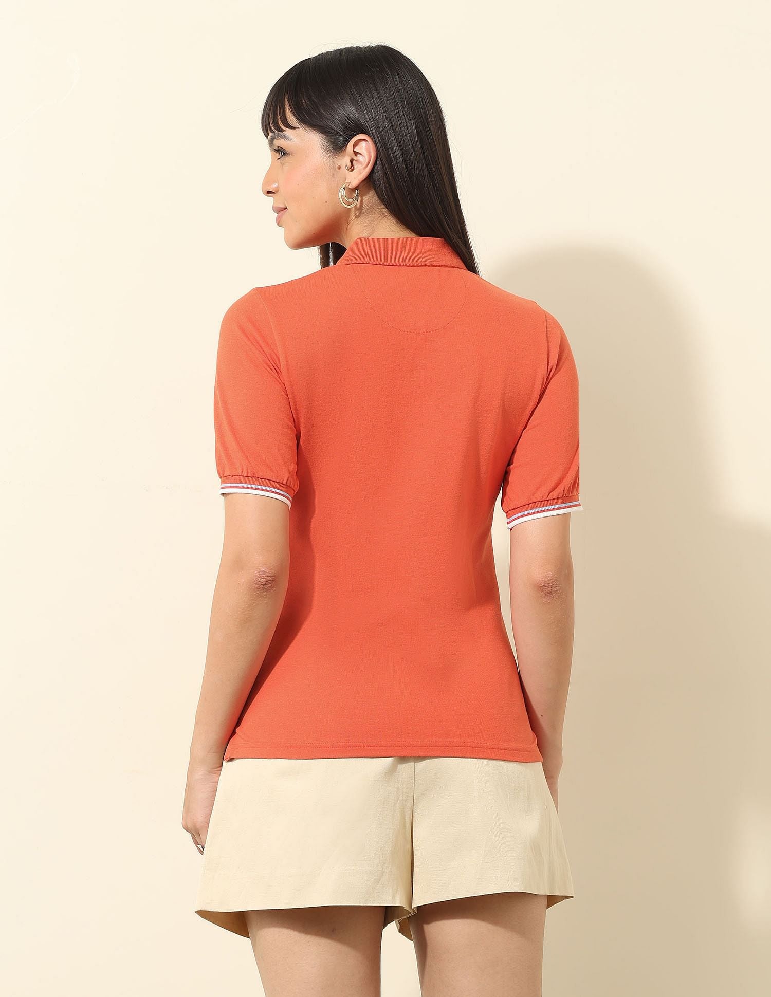 Regular Fit Solid Polo Shirt Orange - U.S. Polo Assn. India | Large