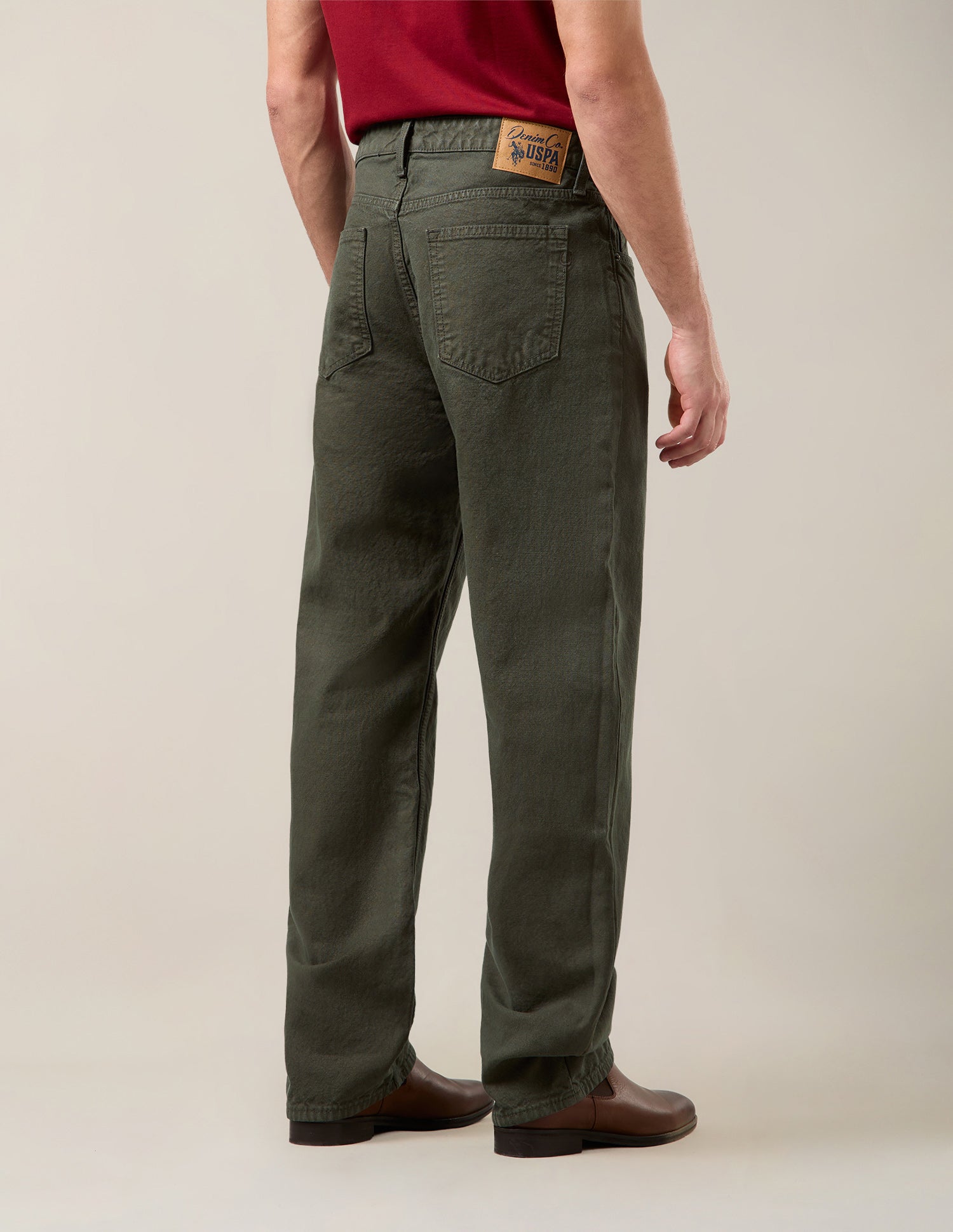 Logan Loose Straight Fit Green Jeans Dark Olive - U.S. Polo Assn. India | Large