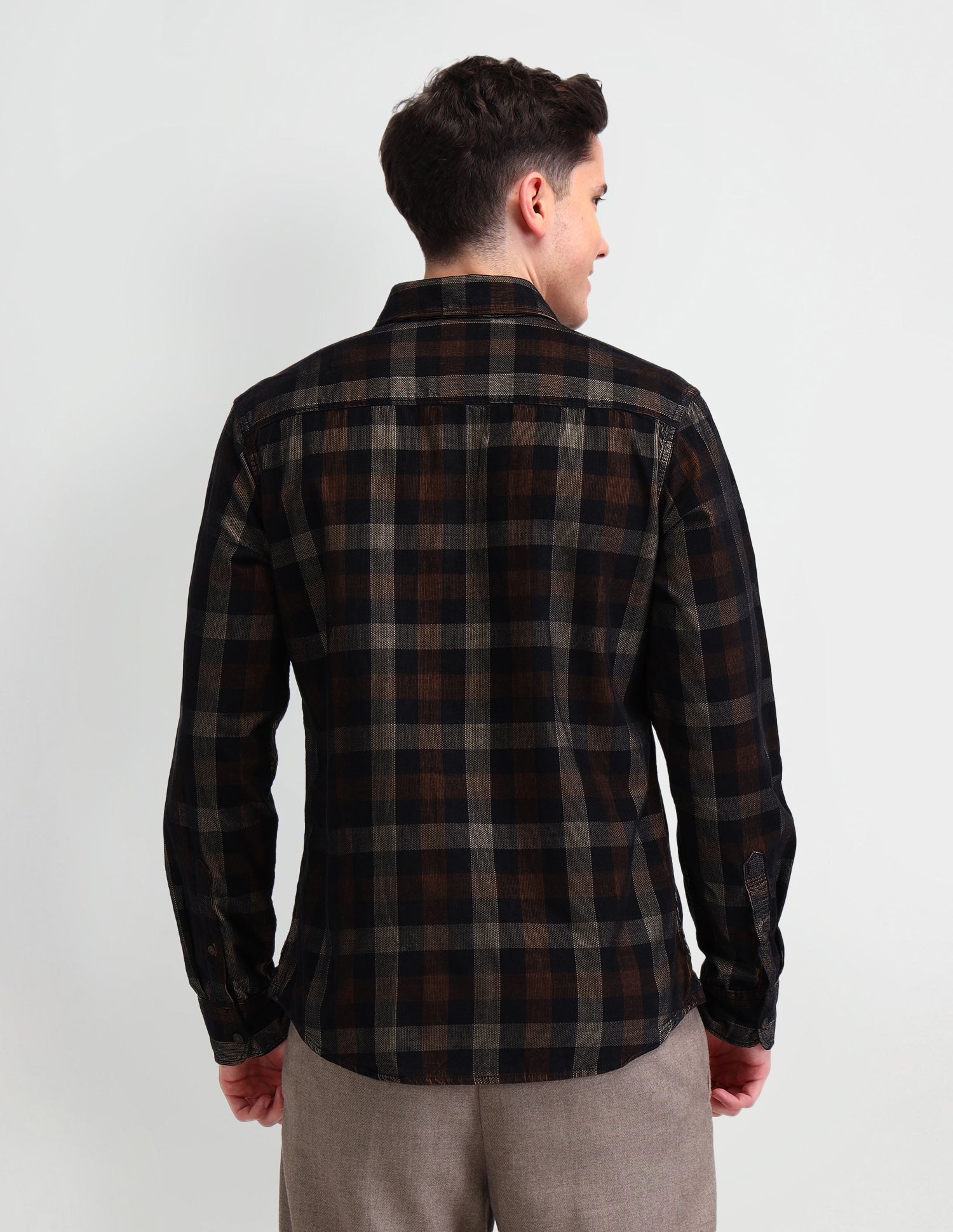 Plaid Checked Slim Fit Cotton Shirt Brown - U.S. Polo Assn. India | Large