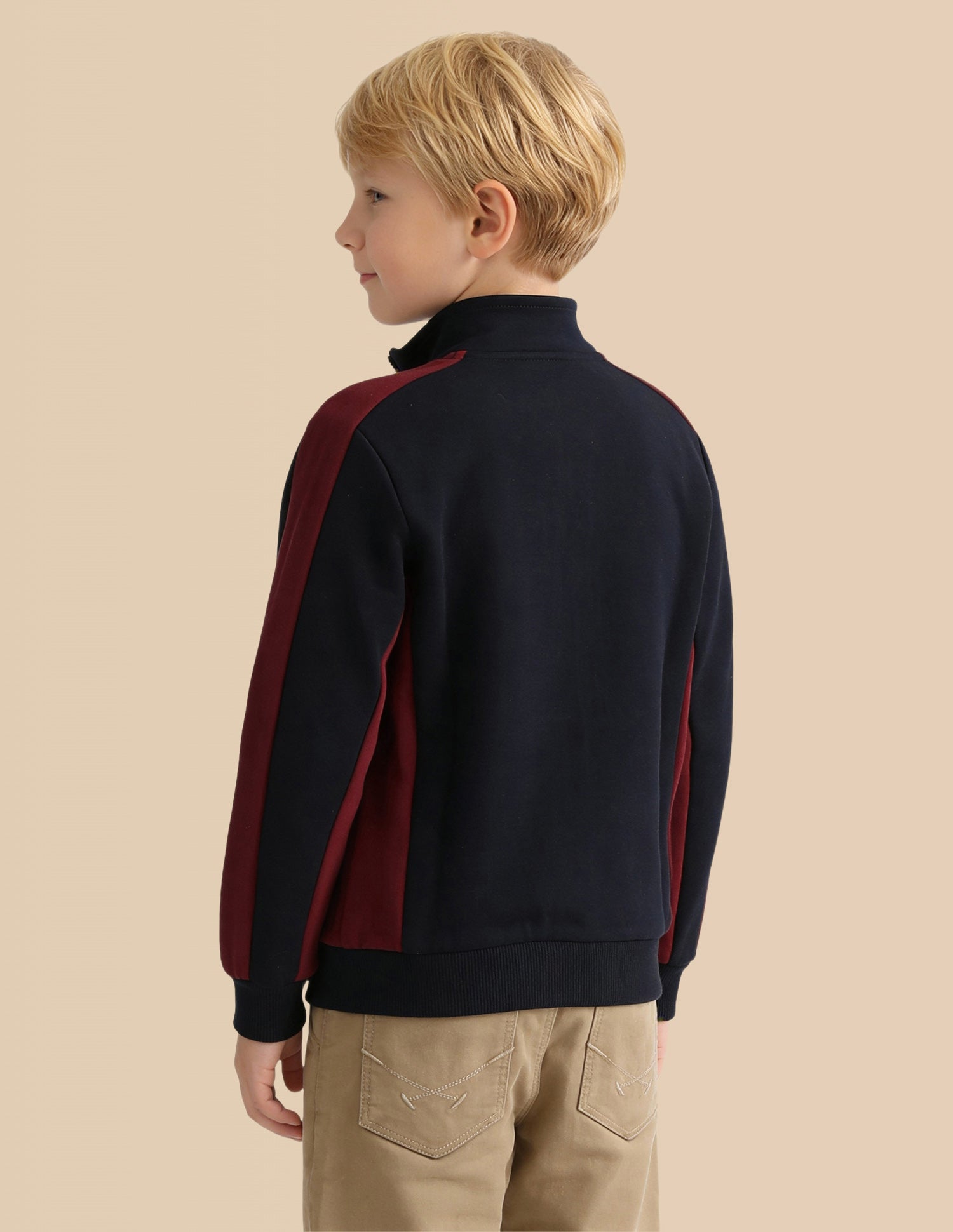 Boys Colour Blocked Regular Fit Sweatshirt Navy - U.S. Polo Assn. India | Large