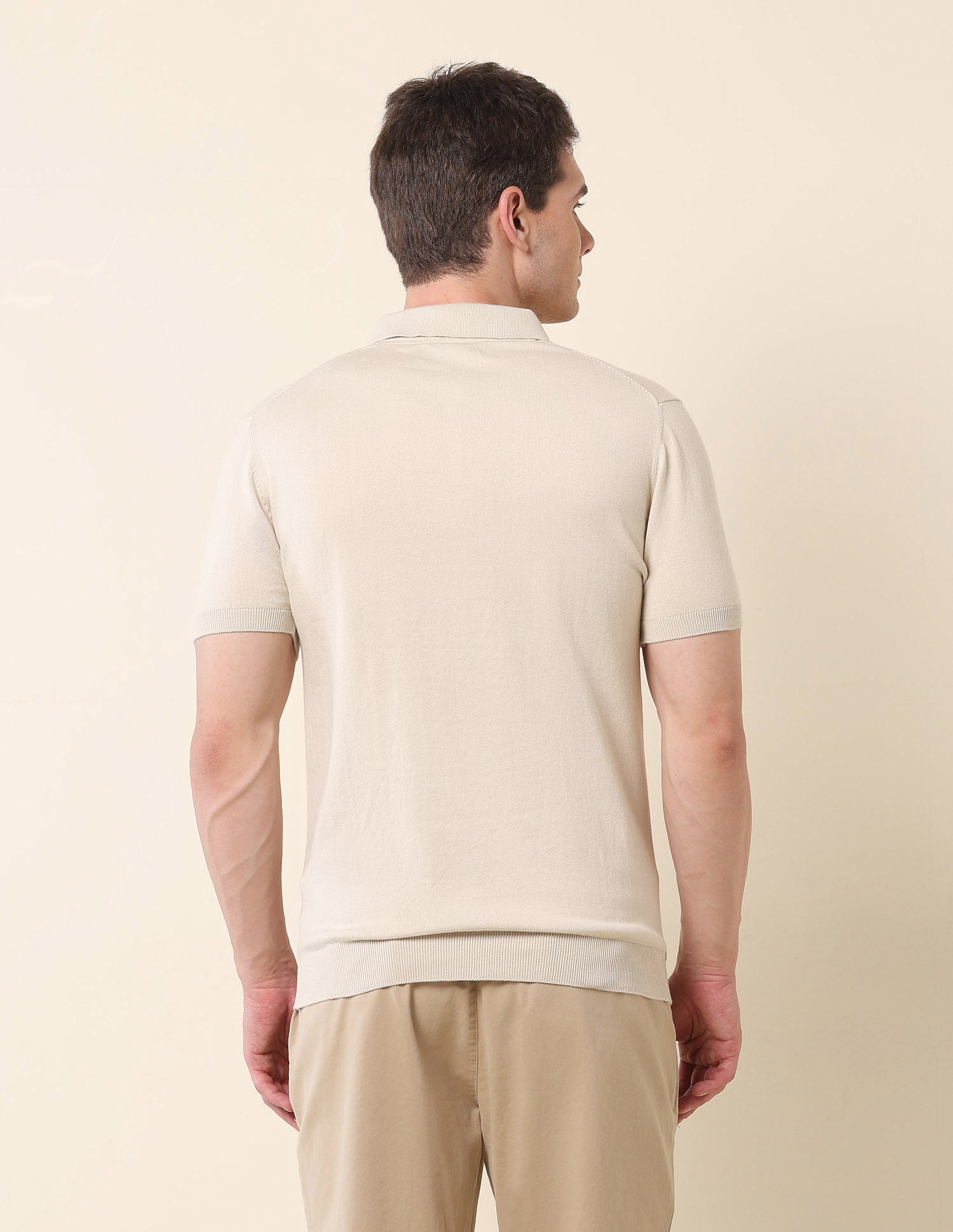Slim Fit Monochrome Polo Shirt Beige - U.S. Polo Assn. India | Large