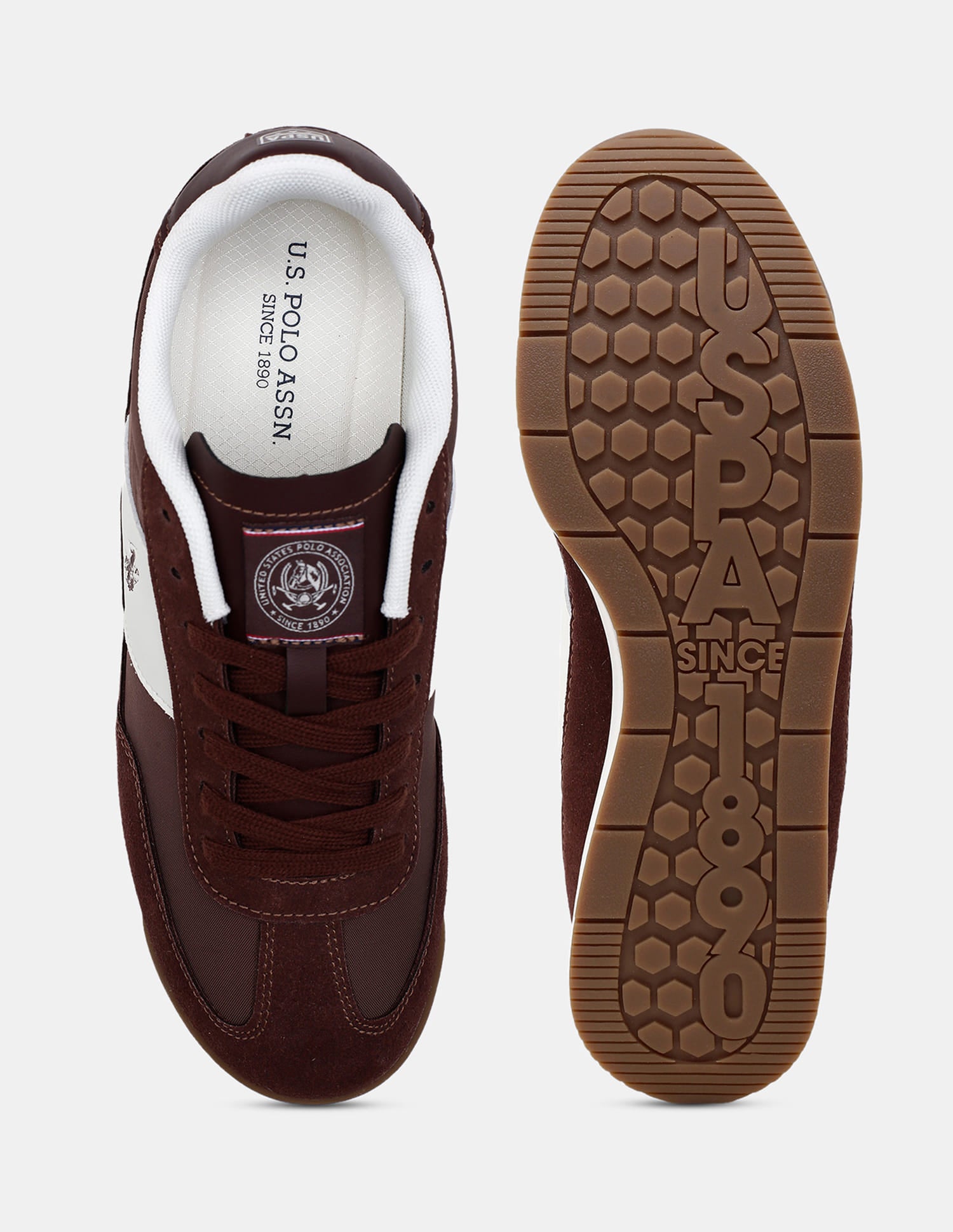 Colour Blocked Lace Ups Gallop Sneakers Brown - U.S. Polo Assn. India | Large