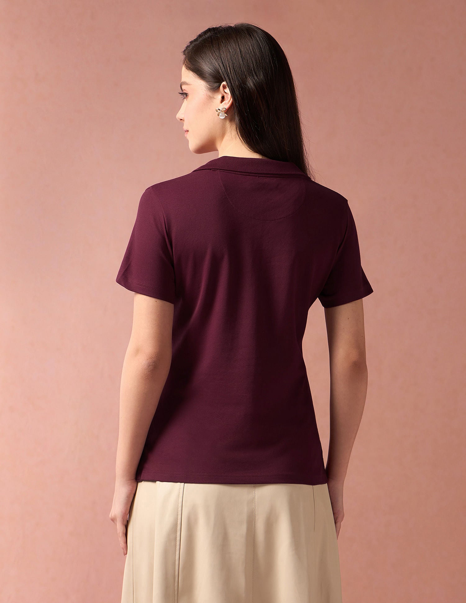 V-Neck Polo Collar Polo Shirt Maroon - U.S. POLO ASSN. | Large