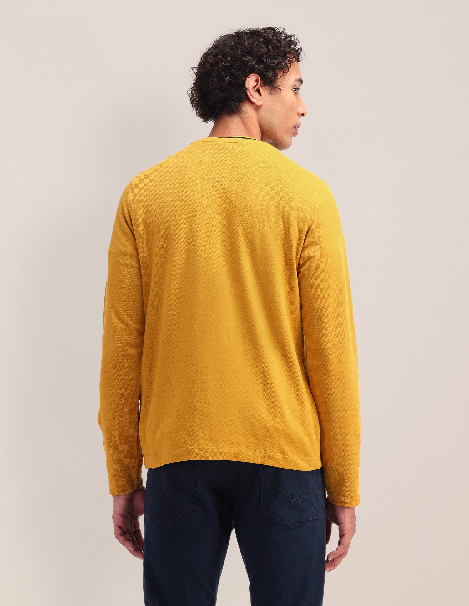 Solid Pattern Slim Fit T-Shirt Mustard - U.S. Polo Assn. India | Large