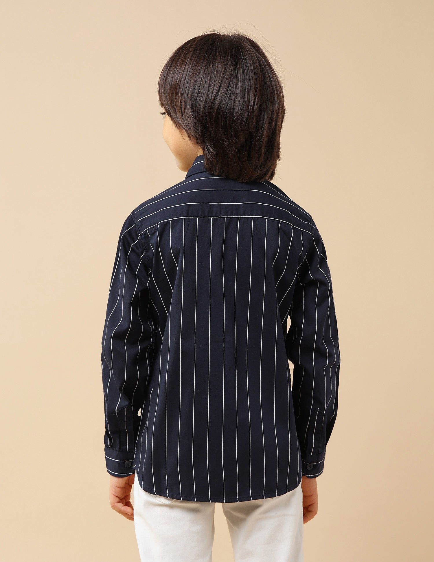 Boys Vertical Striped Twill Shirt Navy - U.S. POLO ASSN. | Large