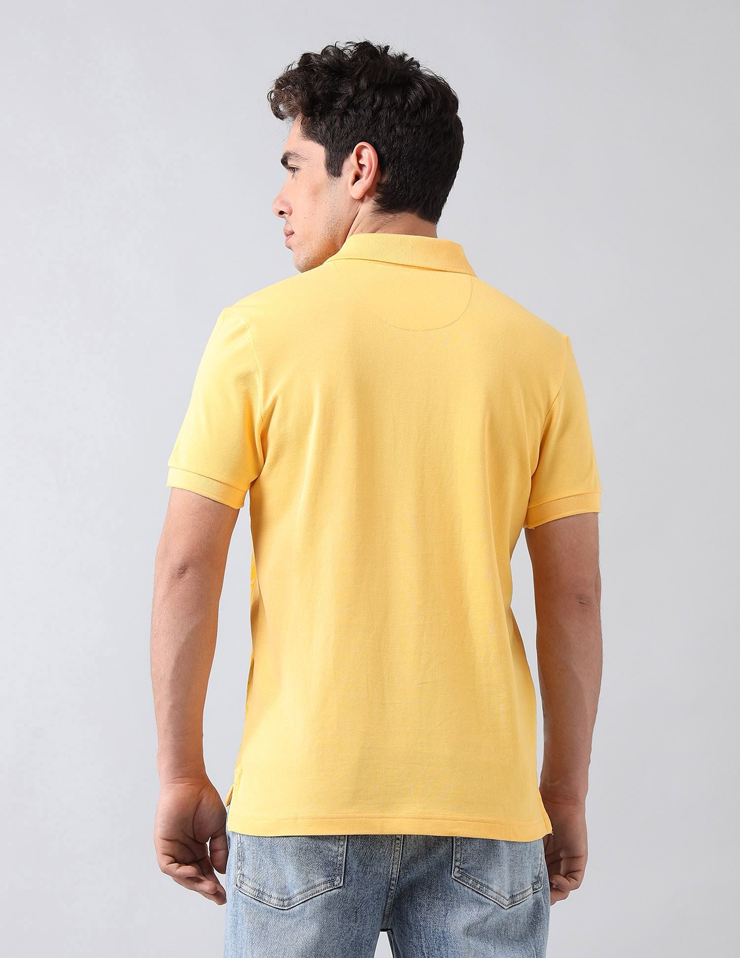 Muscle Fit Tonal Brand Printed Polo Shirt Yellow - U.S. Polo Assn. India | Large