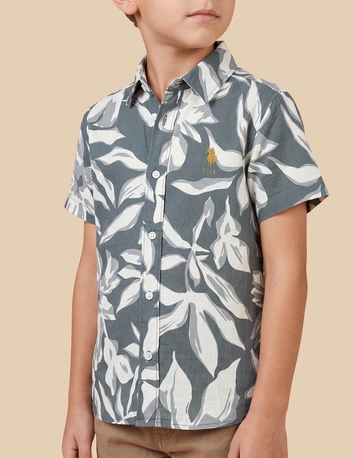 Tropical Printed Regular Fit Shirt Green - U.S. Polo Assn. India | Large