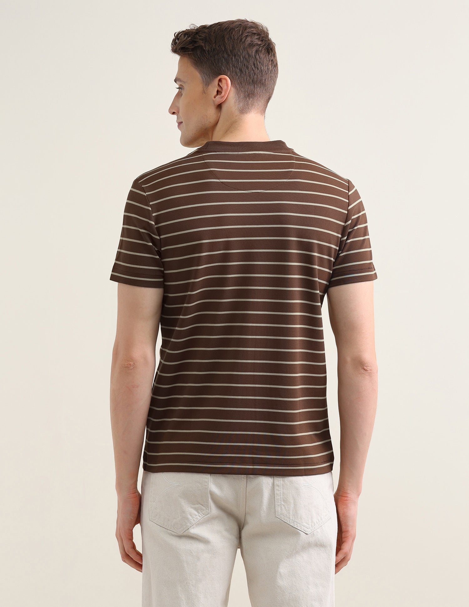 Horizontal Striped Slim Fit T-Shirt Brown - U.S. Polo Assn. India | Large