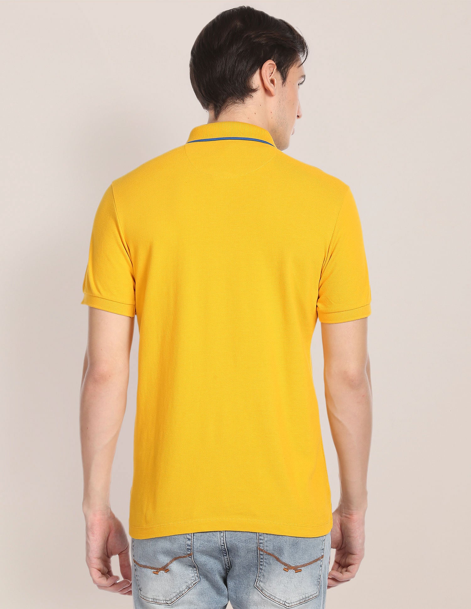 Solid Jacquard Polo Shirt Mustard - U.S. Polo Assn. India | Large