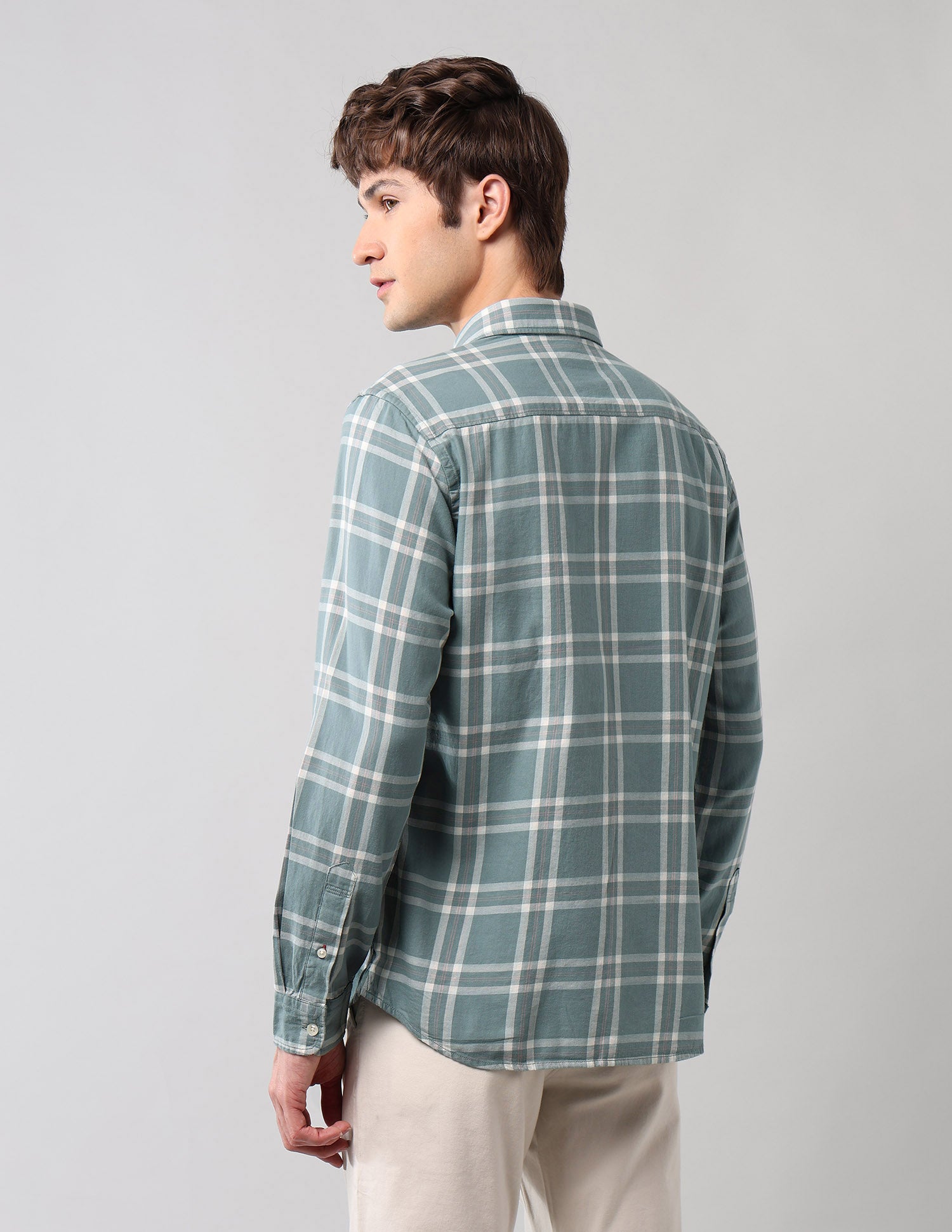 Grid Tattersall Checked Pure Cotton Shirt Green - U.S. POLO ASSN. | Large