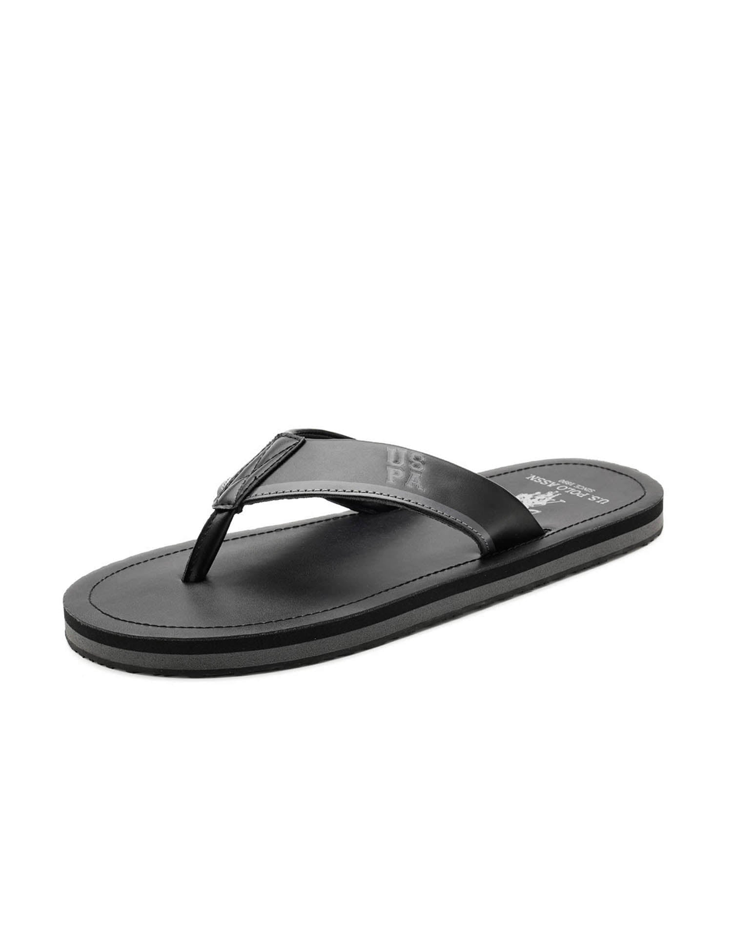 Men Musa Solid Flip Flops Black - U.S. Polo Assn. India | Large