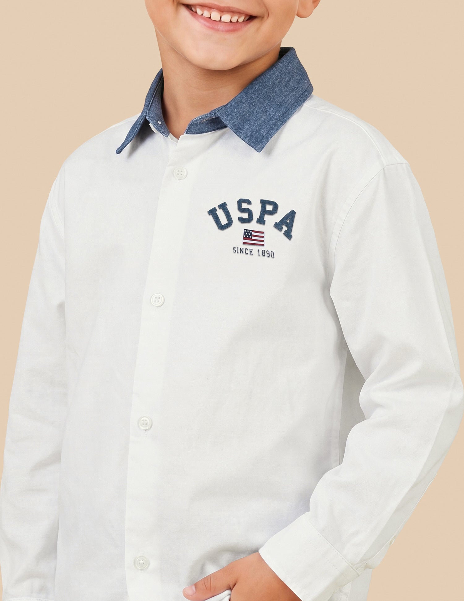 Solid Boxy Fit Shirt White - U.S. Polo Assn. India | Large