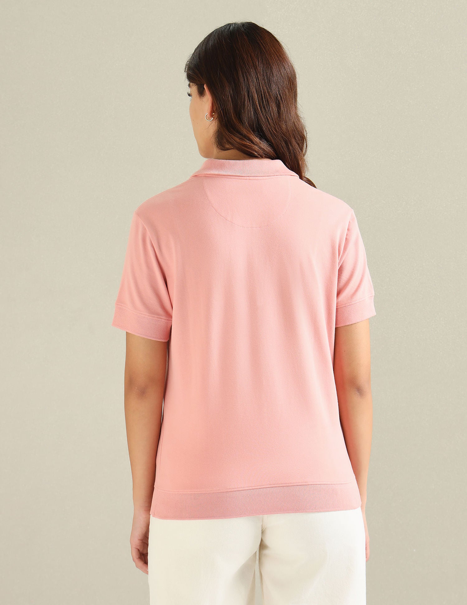 Cotton Stretch Boxy Polo Shirt Peach - U.S. POLO ASSN. | Large