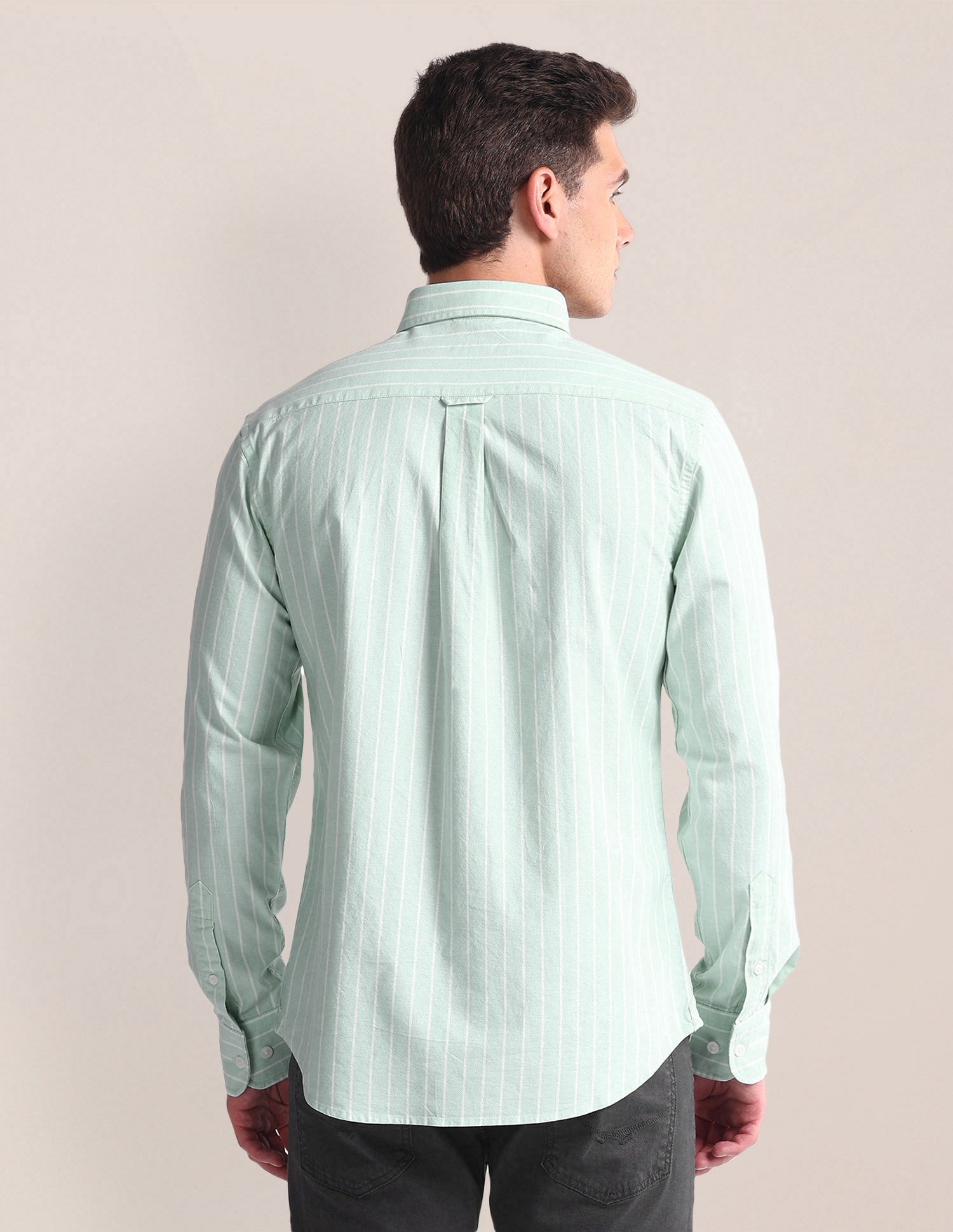 Vertical Stripe Tailored Fit Shirt Green - U.S. POLO ASSN. | Large