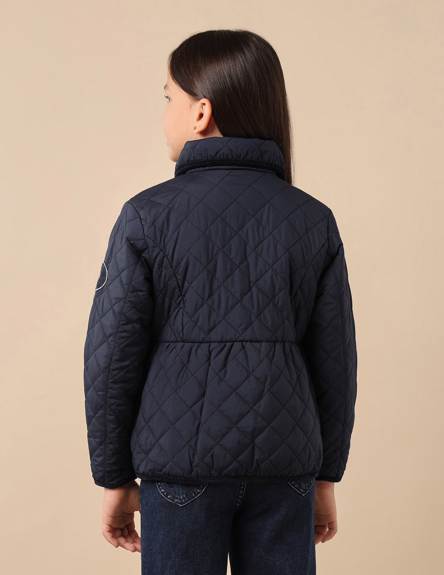 Girls Diamond Quilted Solid Jacket Navy - U.S. POLO ASSN. | Large