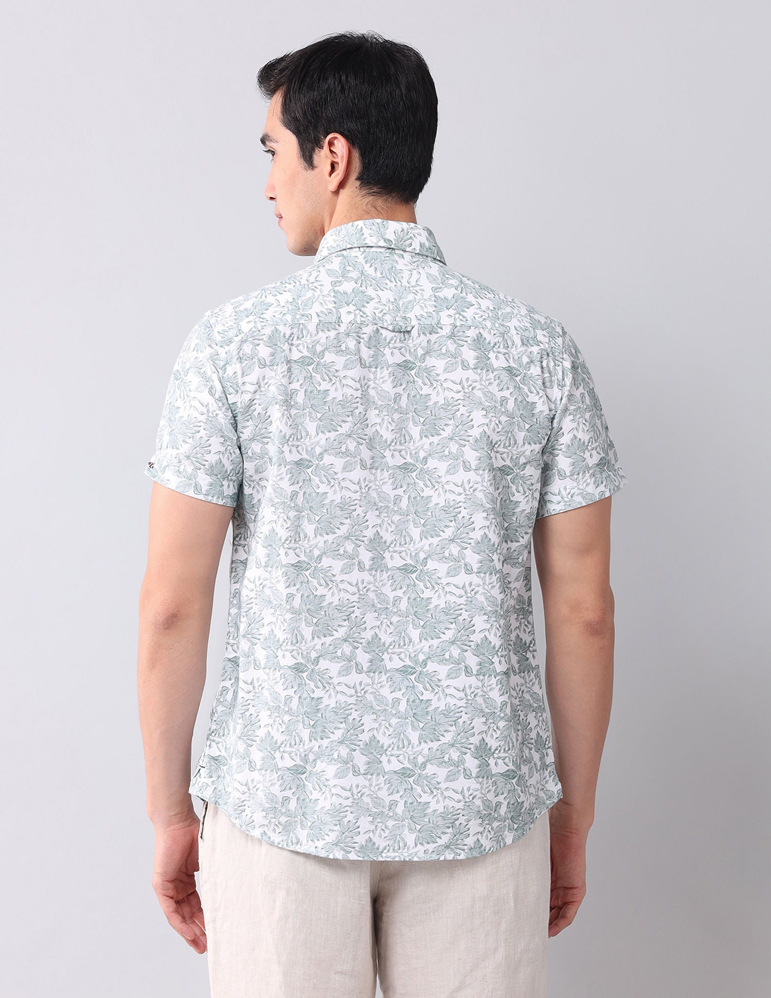 Regular Fit Dobby Printed Shirt Green - U.S. POLO ASSN. | Large