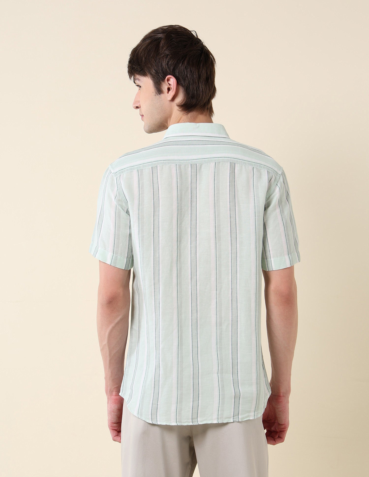 Vertical Striped Tailored Fit Shirt Green - U.S. Polo Assn. India | Large