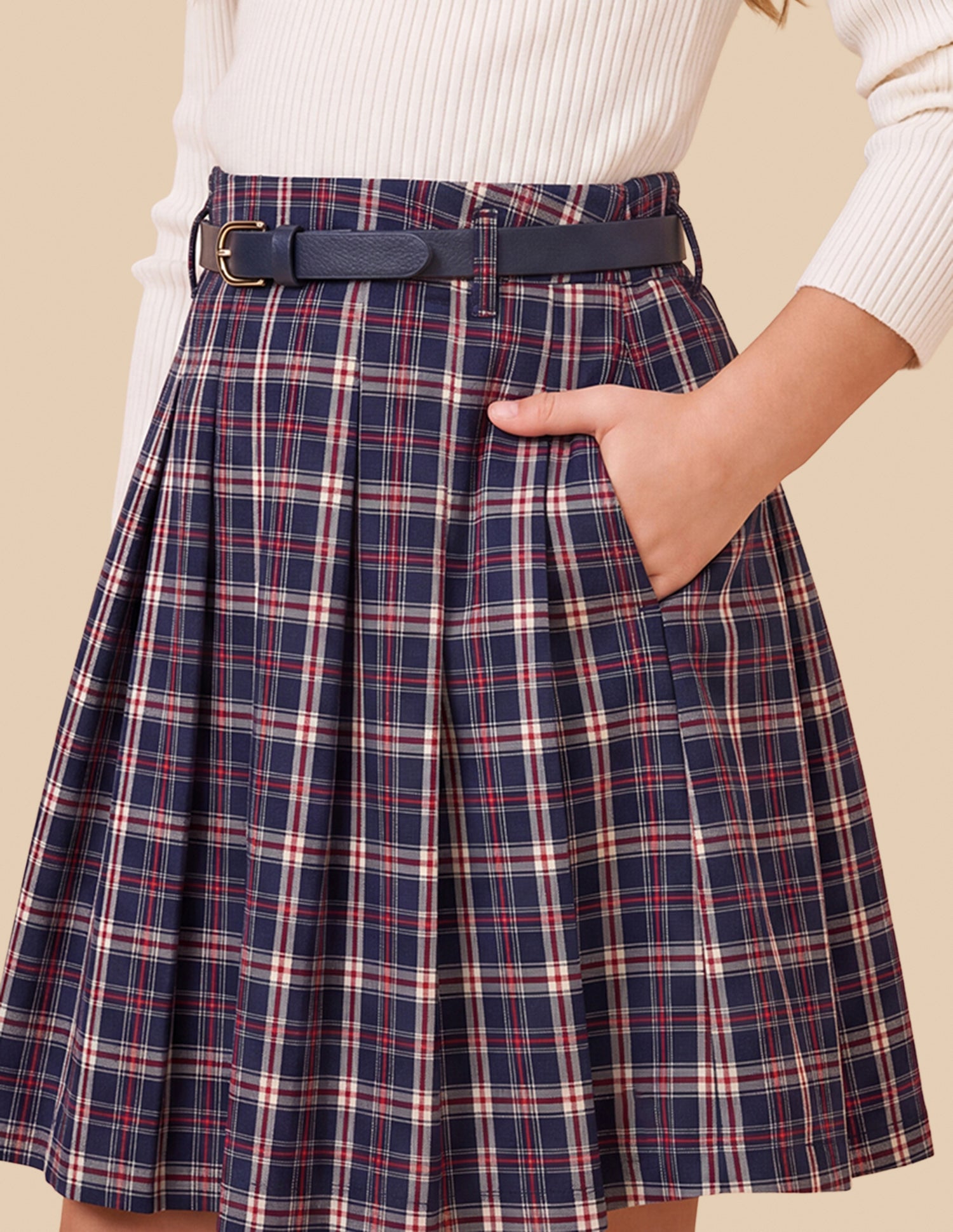Plaid Checked Relaxed Fit Skirt Navy - U.S. Polo Assn. India | Large