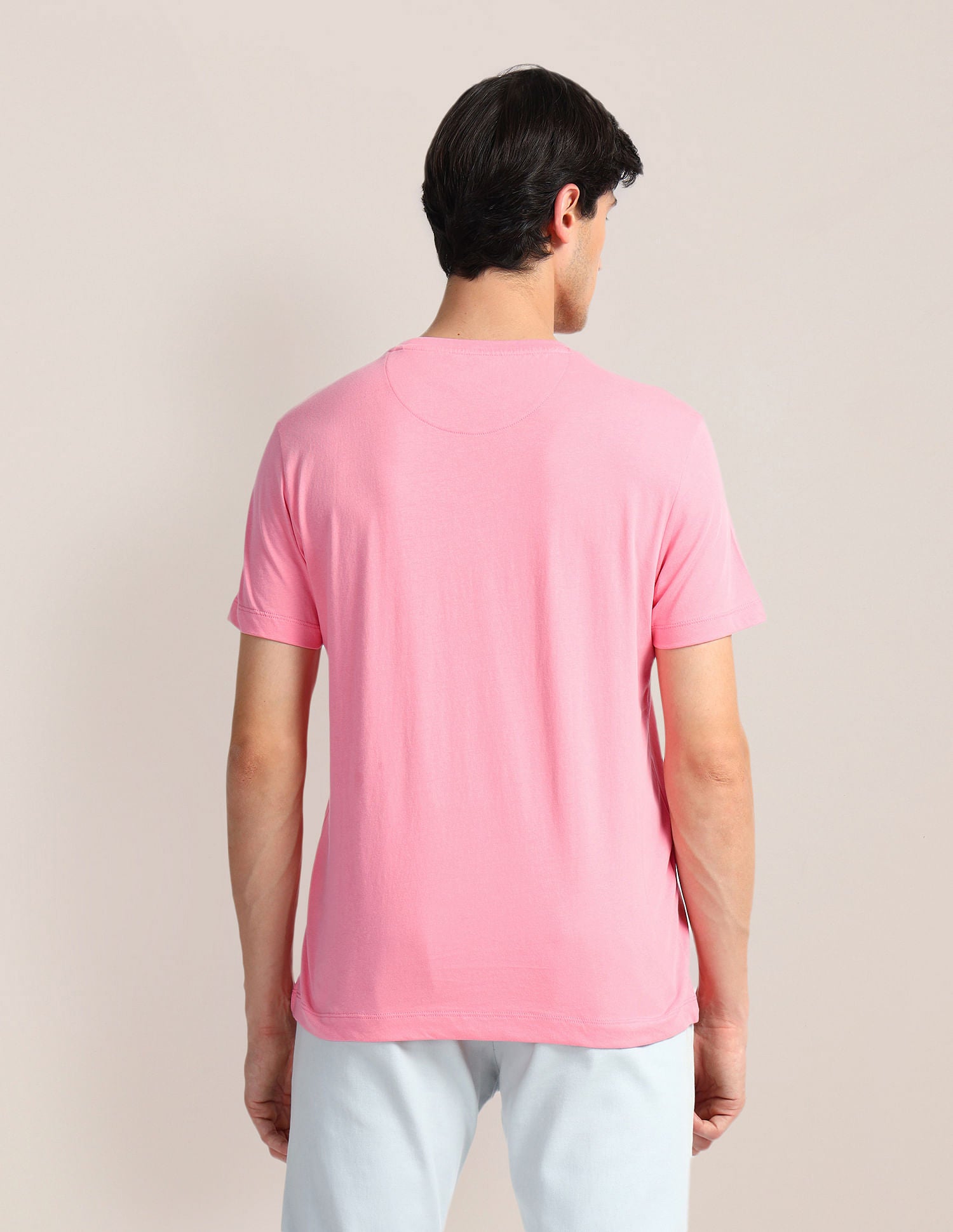 Brand Print Slim Fit T-Shirt Pink - U.S. Polo Assn. India | Large