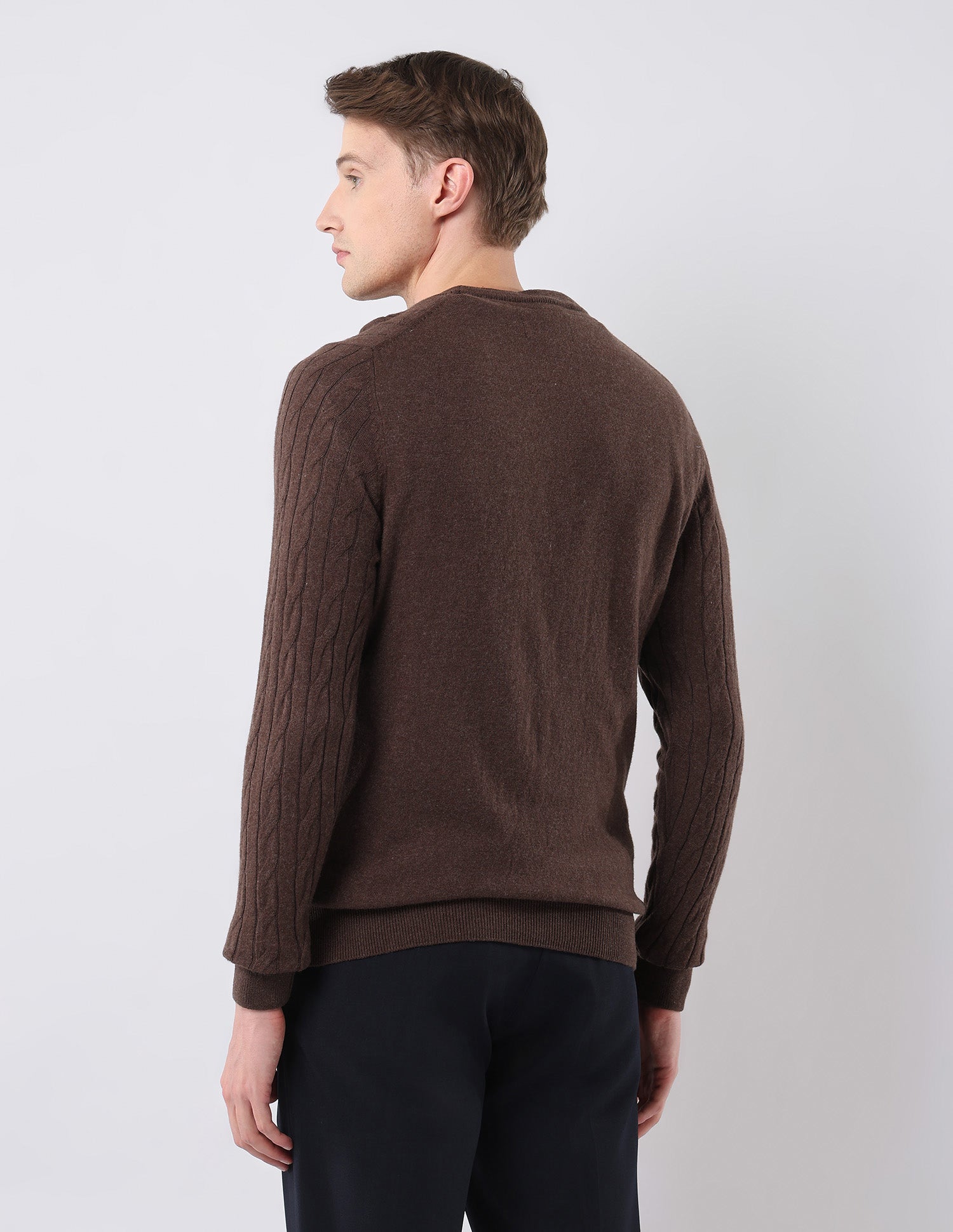 Cable Patterned Knit Regular Fit Sweater Brown - U.S. POLO ASSN. | Large