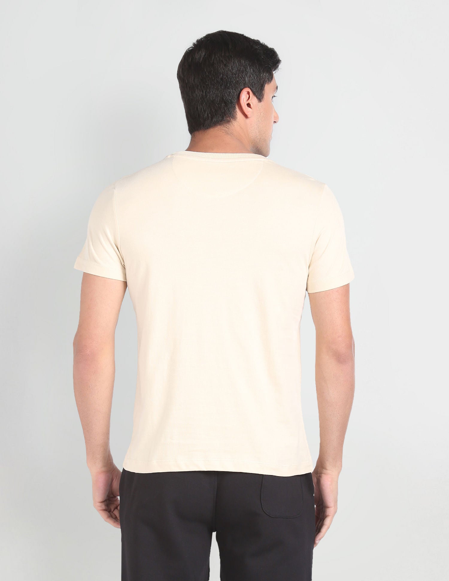 Tonal Brand Print Muscle Fit T-Shirt Beige - U.S. Polo Assn. India | Large
