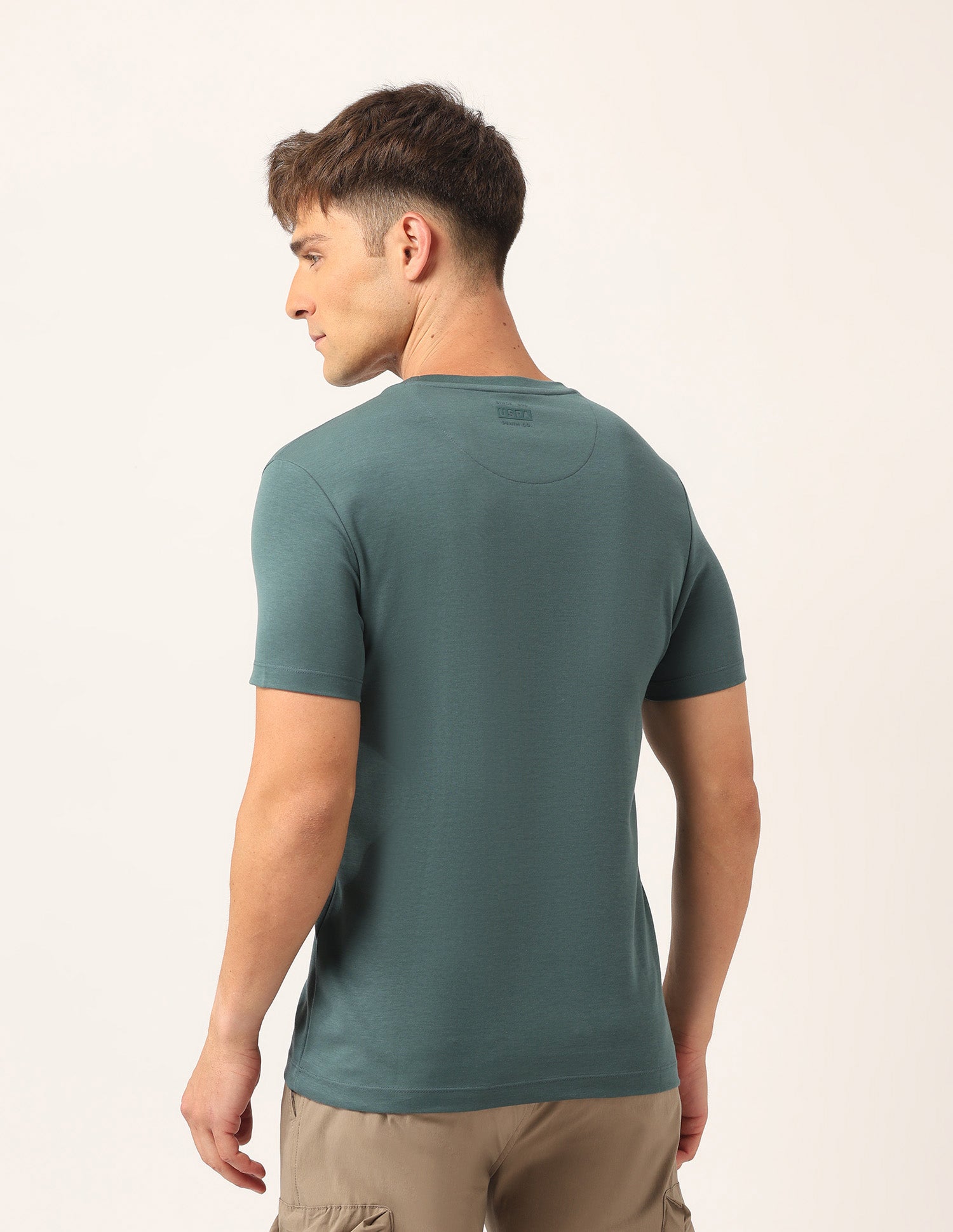 Brand Printed Muscle Fit T-Shirt Dark Green - U.S. Polo Assn. India | Large