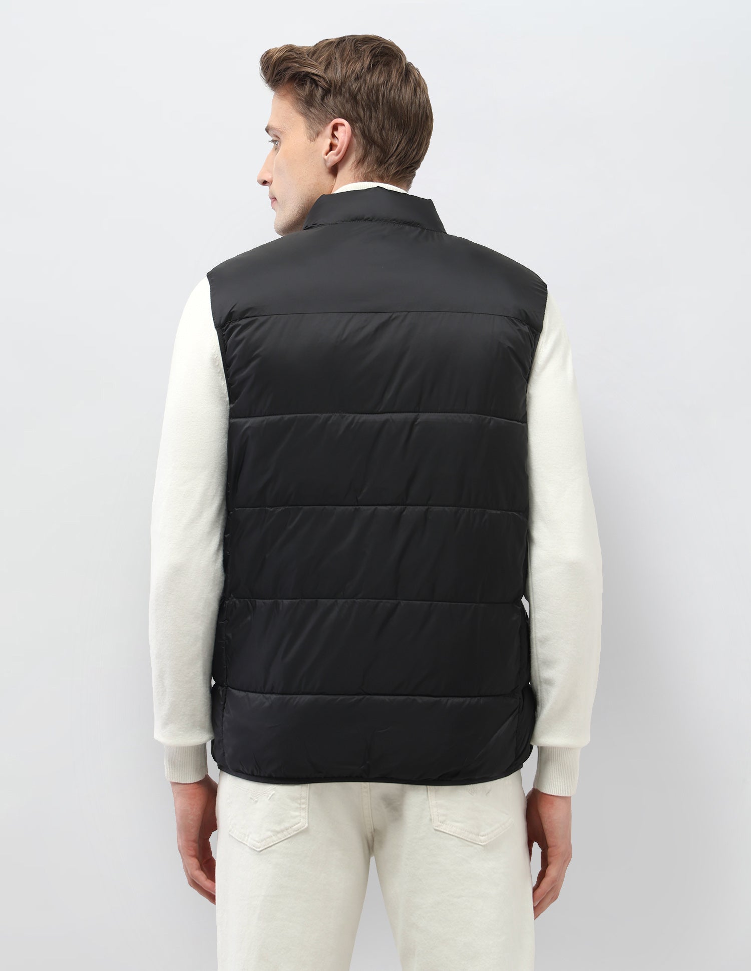 Solid Regular Fit Puffer Sleeveless Jacket Black - U.S. Polo Assn. India | Large