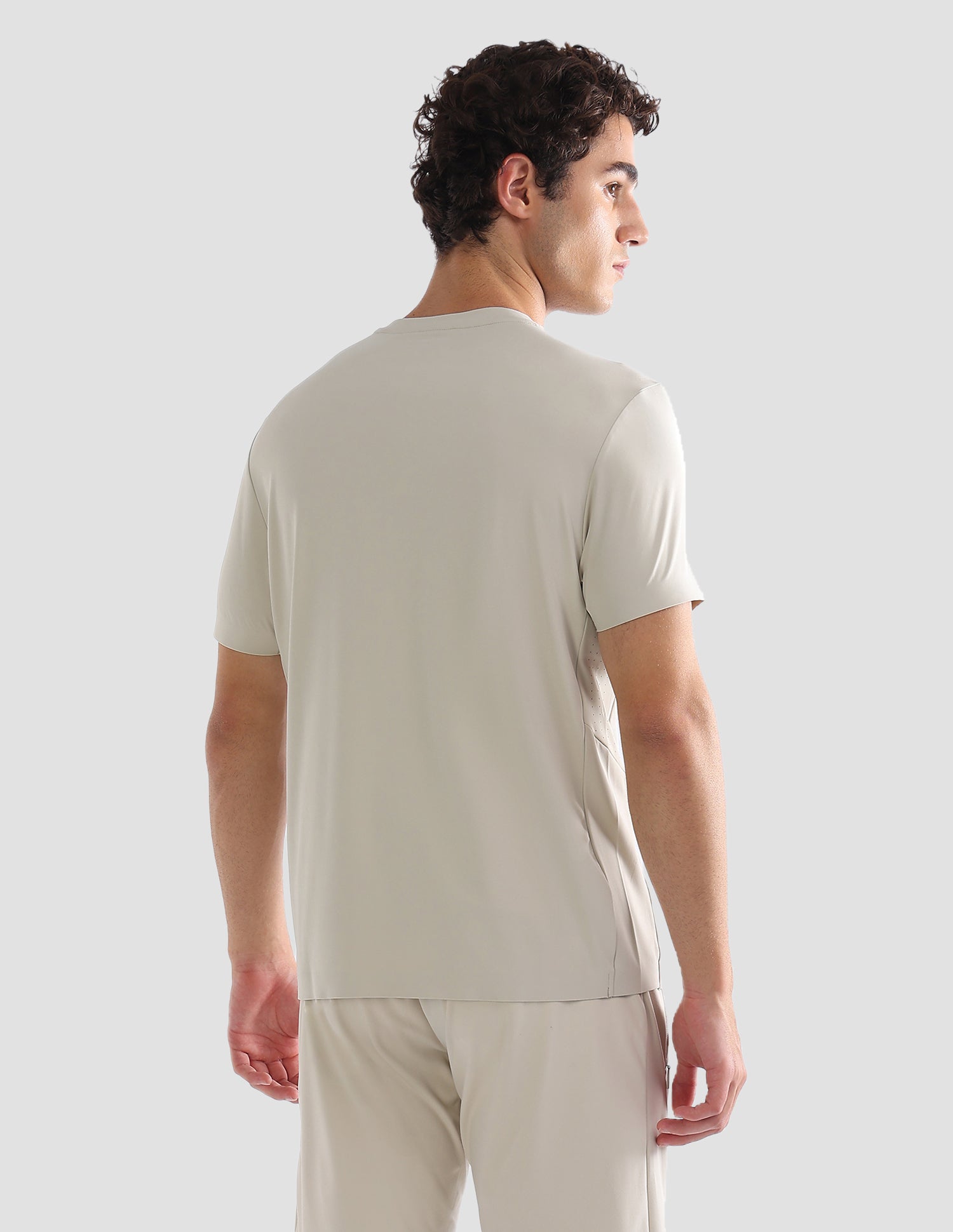 Solid Slim Fit Active T-Shirt Beige - U.S. Polo Assn. India | Large
