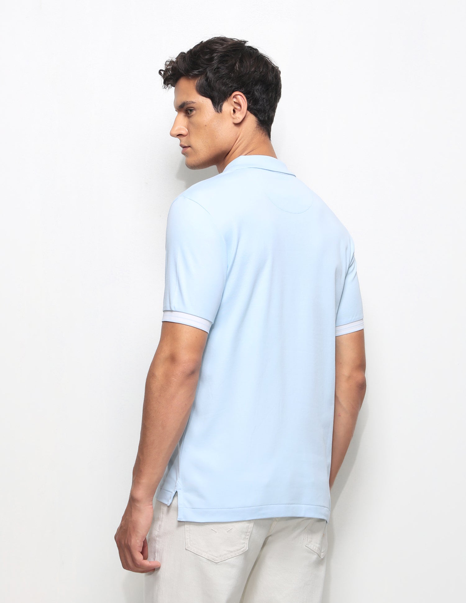 Solid Slim Fit Polo Shirt Light Blue - U.S. Polo Assn. India | Large