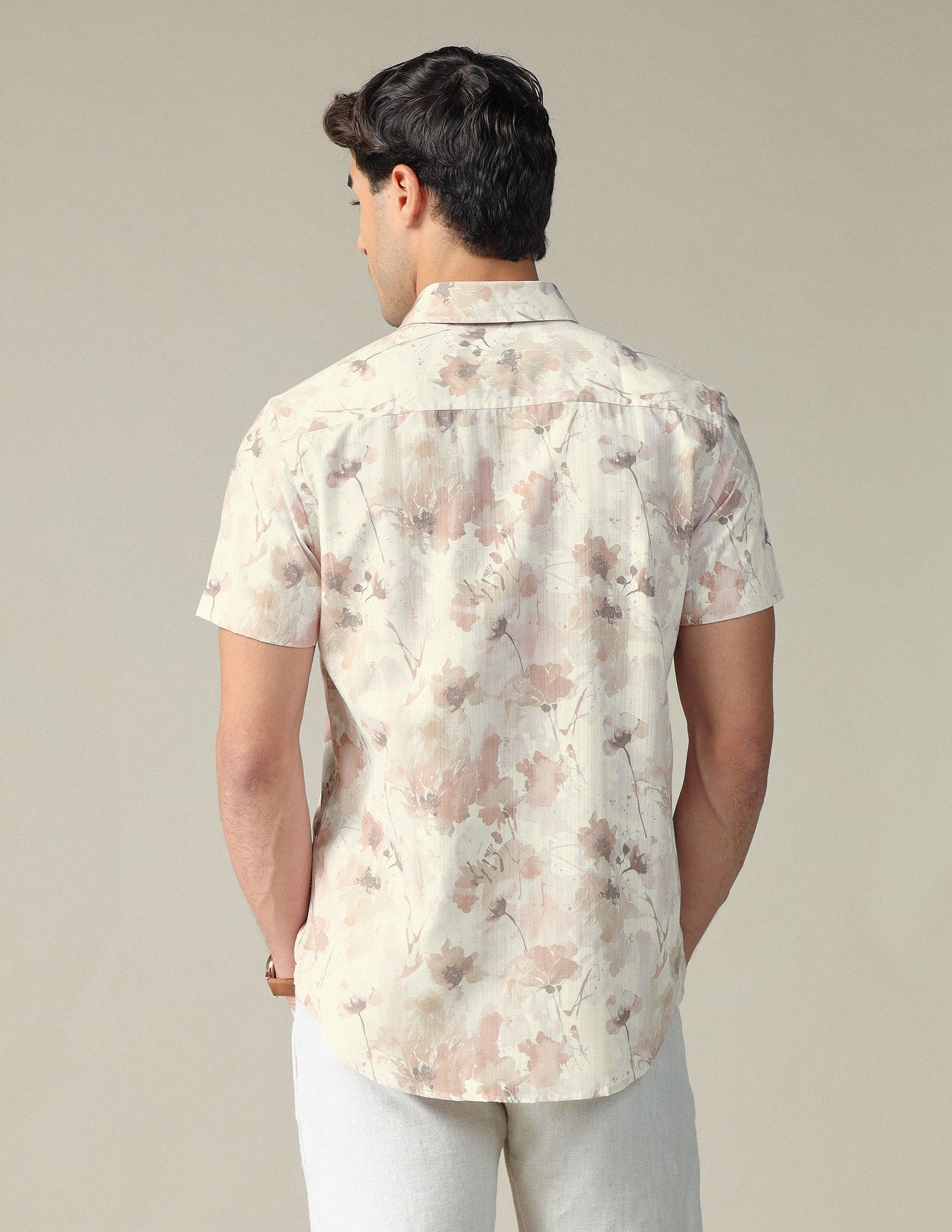 Floral Printed Pure Cotton Shirt Beige - U.S. POLO ASSN. | Large
