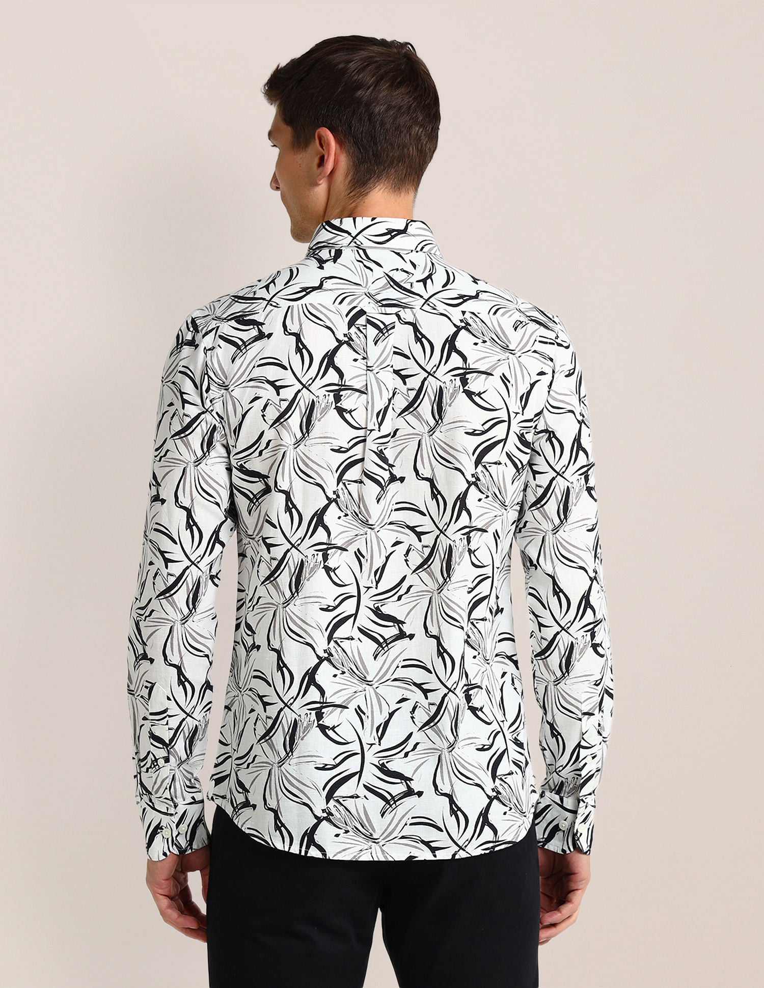 Tailored Fit Abstract Shirt Off-White - U.S. Polo Assn. India | Large