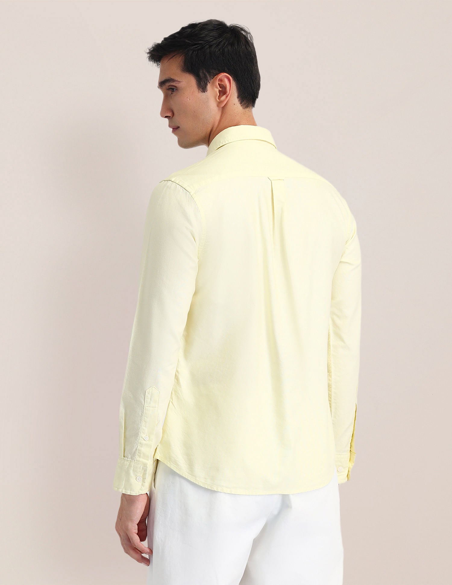 Tailored Fit Oxford Solid Shirt Light Yellow - U.S. Polo Assn. India | Large