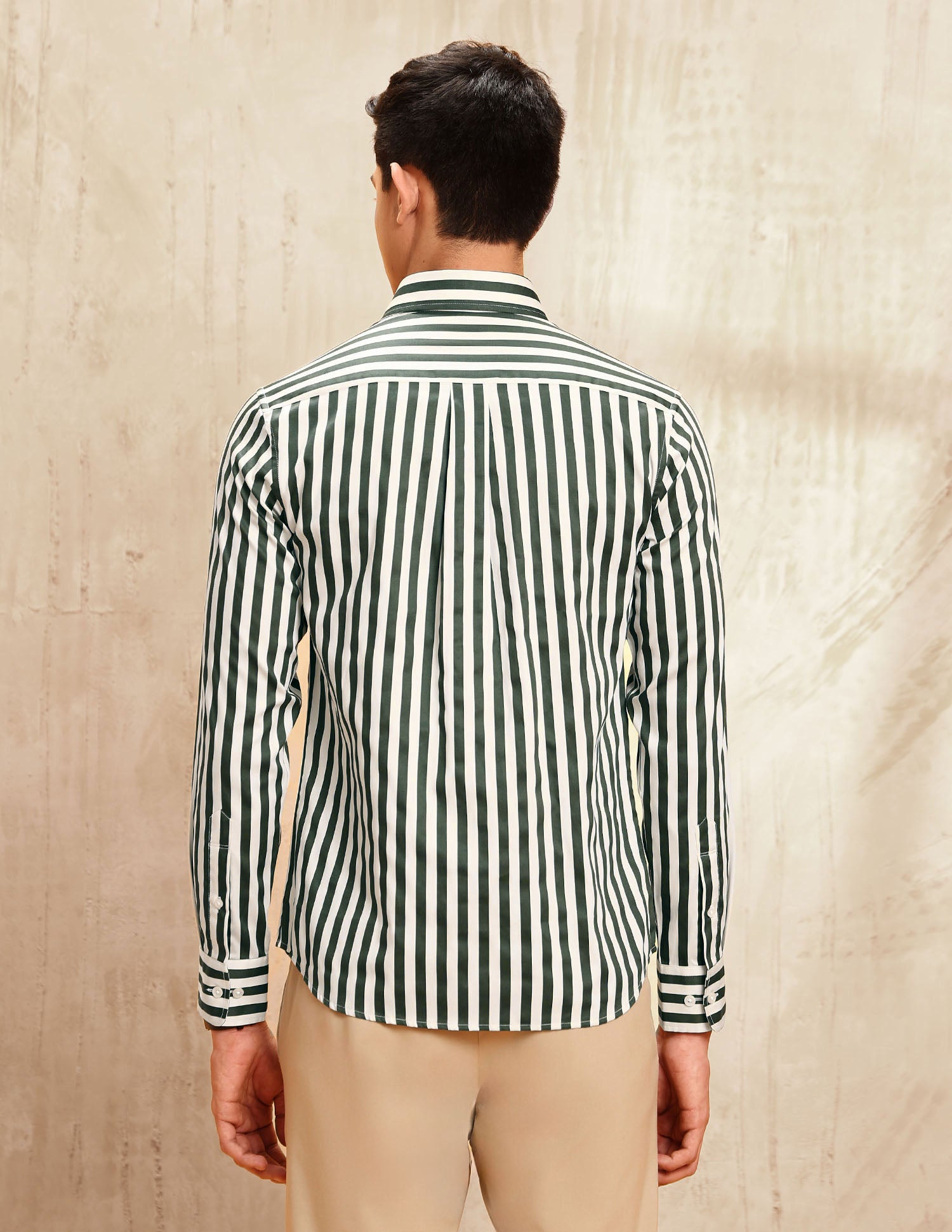 Satin Vertical Striped Shirt Green - U.S. POLO ASSN. | Large