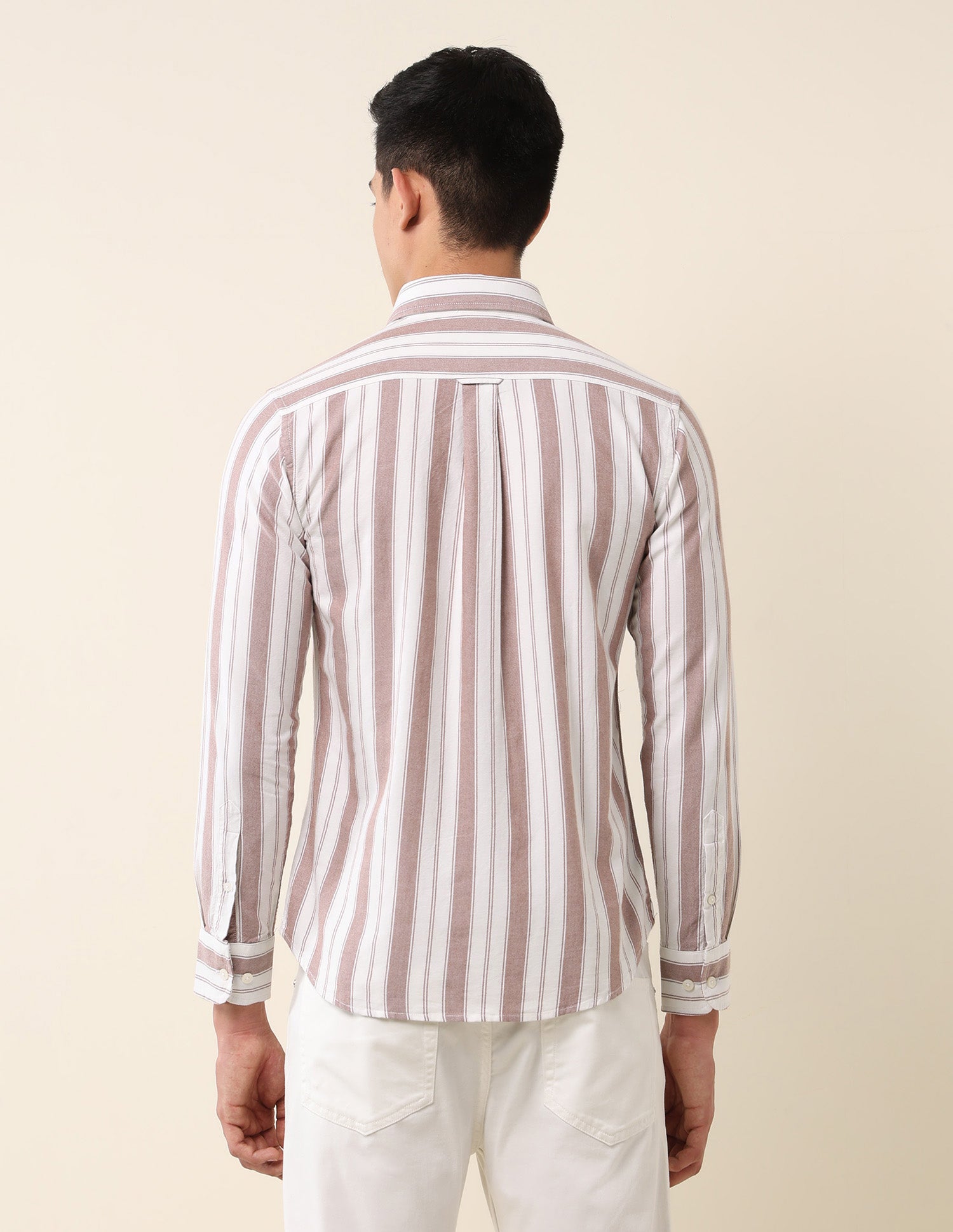 Vertical Striped Pure Cotton Shirt Brown - U.S. Polo Assn. India | Large