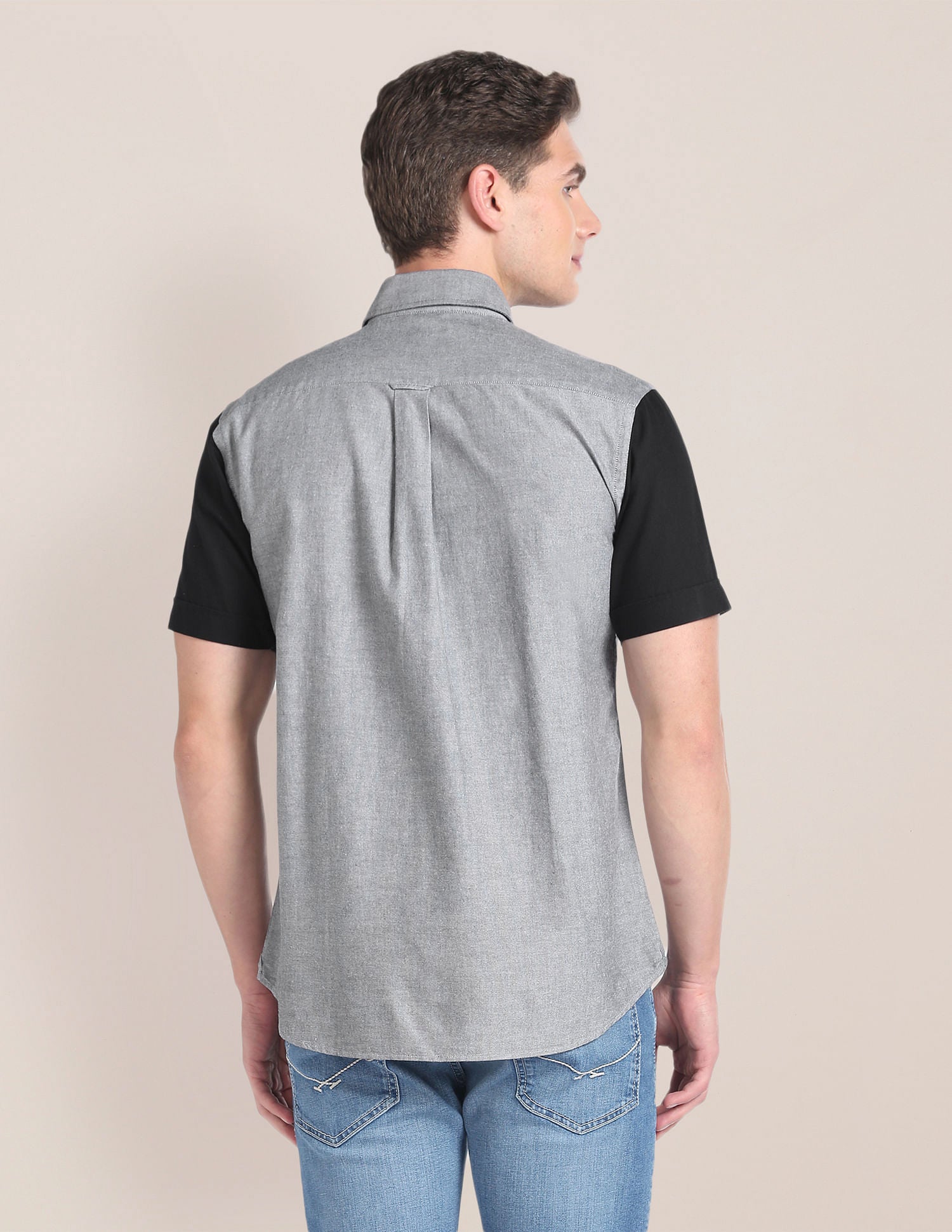 Colour Block Cotton Shirt Grey - U.S. POLO ASSN. | Large