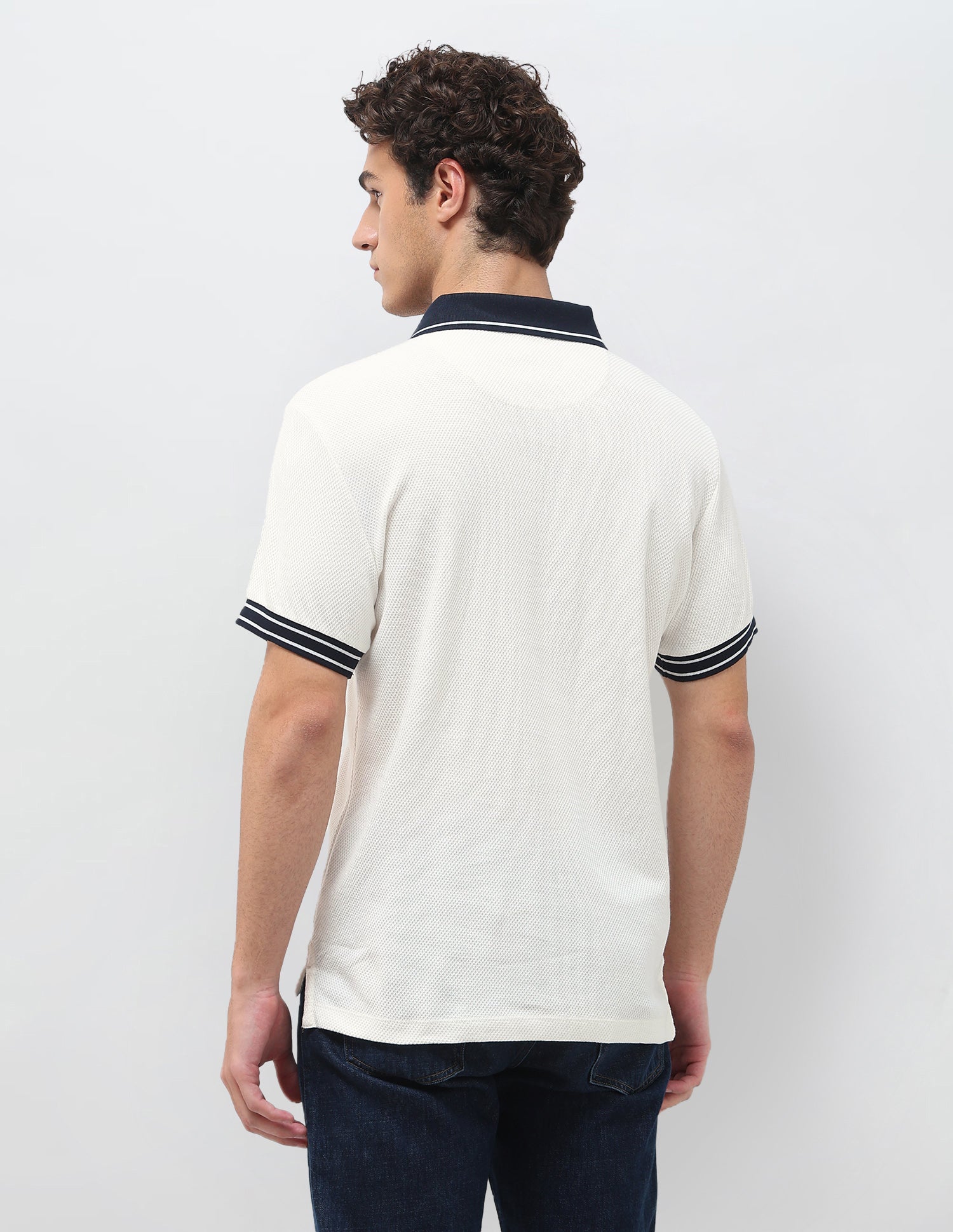 Textured Slim Fit Polo Shirt Ivory - U.S. Polo Assn. India | Large