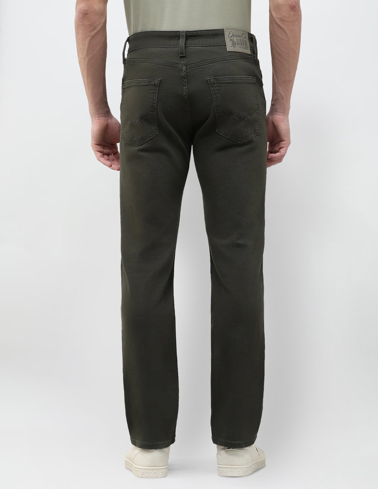 Harold Slim Straight Fit Green Jeans Dark Olive - U.S. Polo Assn. India | Large