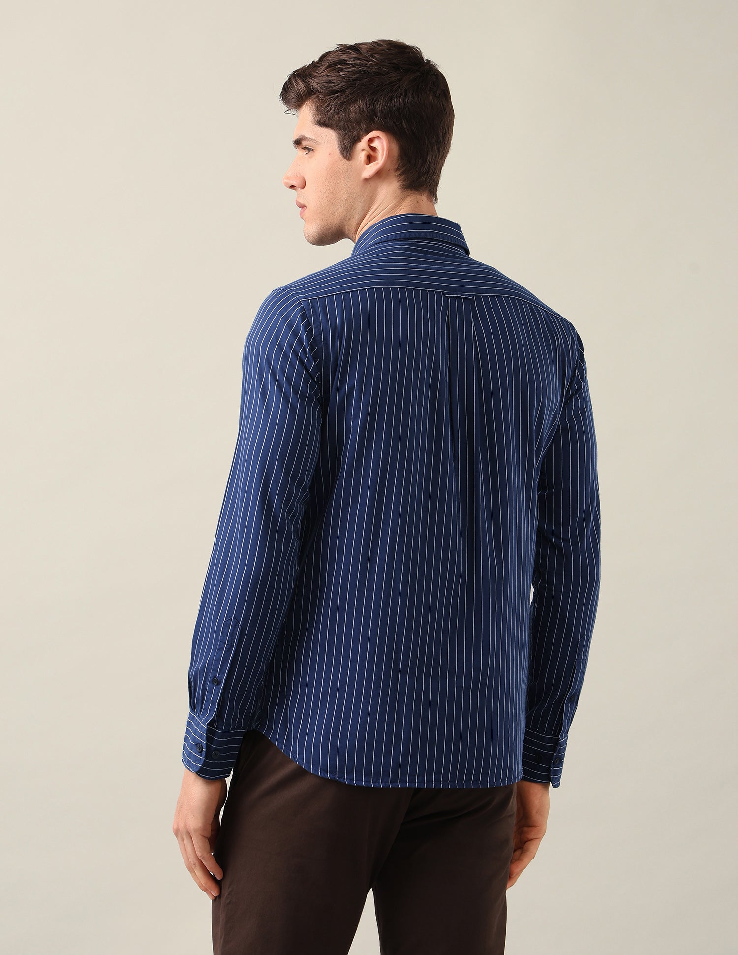 Vertical Striped Twill Shirt Dark Blue - U.S. Polo Assn. India | Large