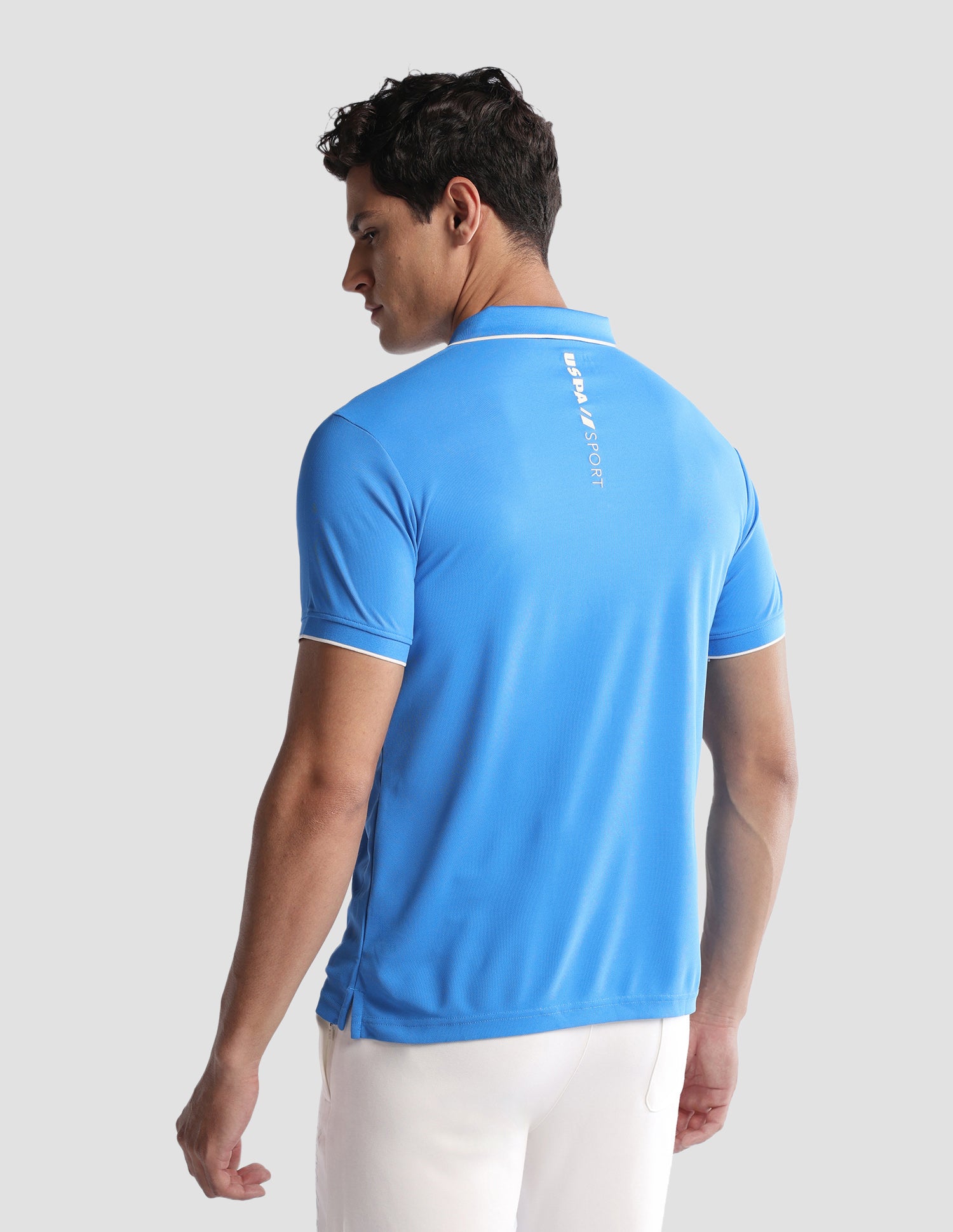 Solid Regular Fit Active Polo Shirt Blue - U.S. Polo Assn. India | Large
