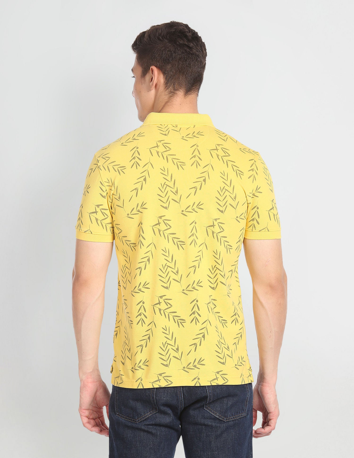 Slim Fit Floral Print Polo Shirt Mustard - U.S. POLO ASSN. | Large