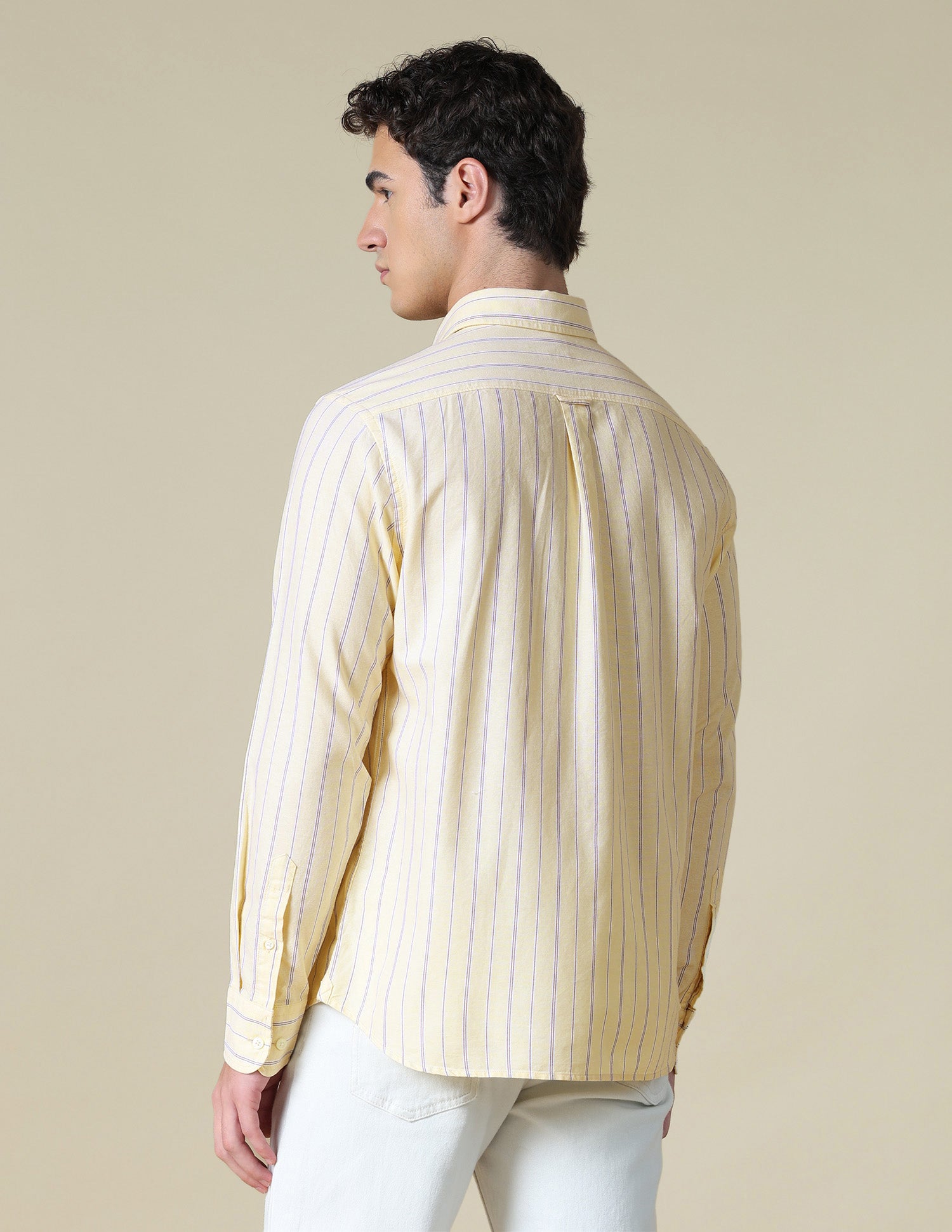 Vertical Striped Oxford Shirt Yellow - U.S. Polo Assn. India | Large