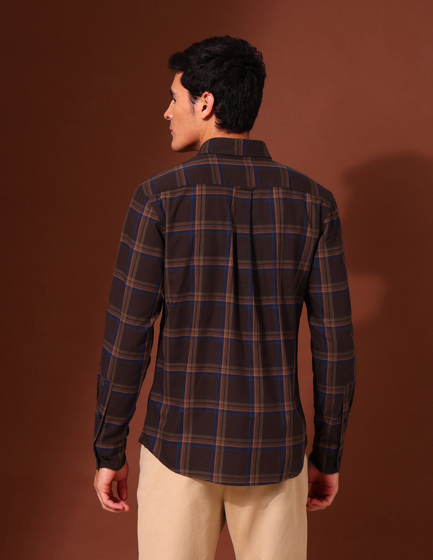 Plaid Checked Pure Cotton Shirt Brown - U.S. Polo Assn. India | Large