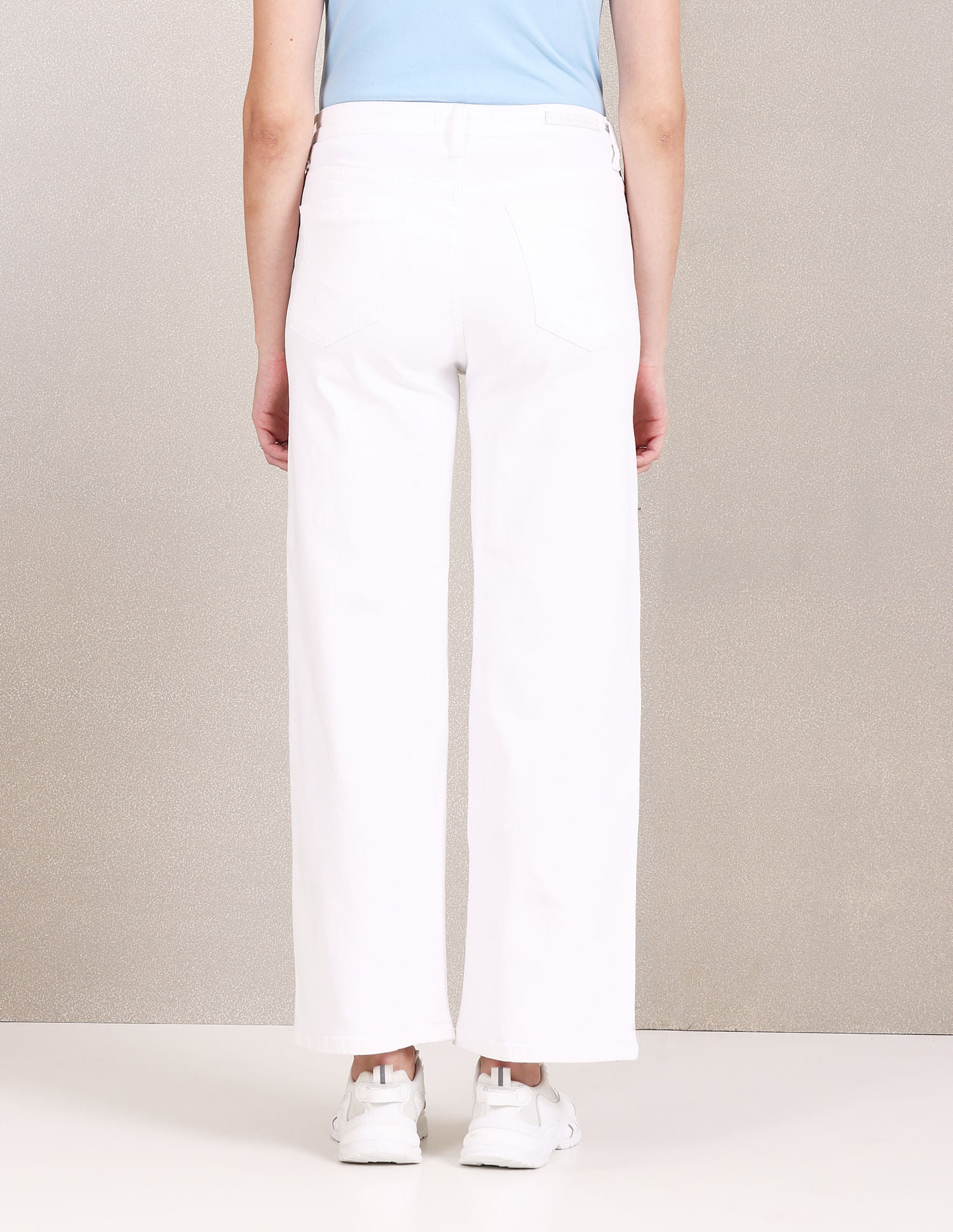 High Rise Twill Wide Leg Jeans White - U.S. POLO ASSN. | Large