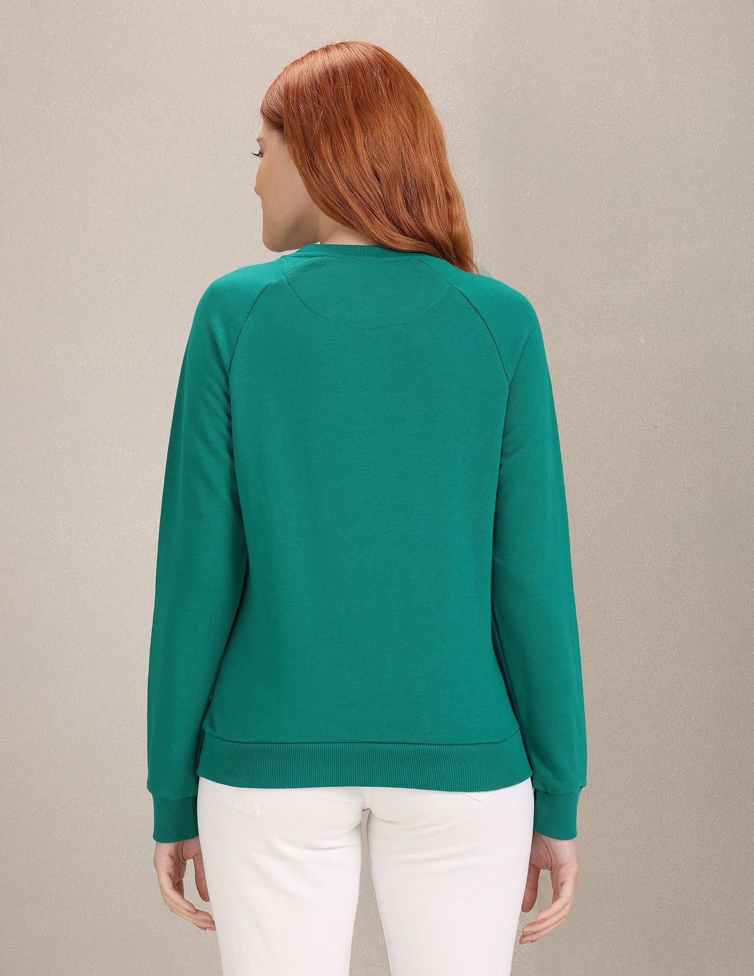 Crew Neck Raglan Sleeve Solid Sweatshirt Green - U.S. POLO ASSN. | Large