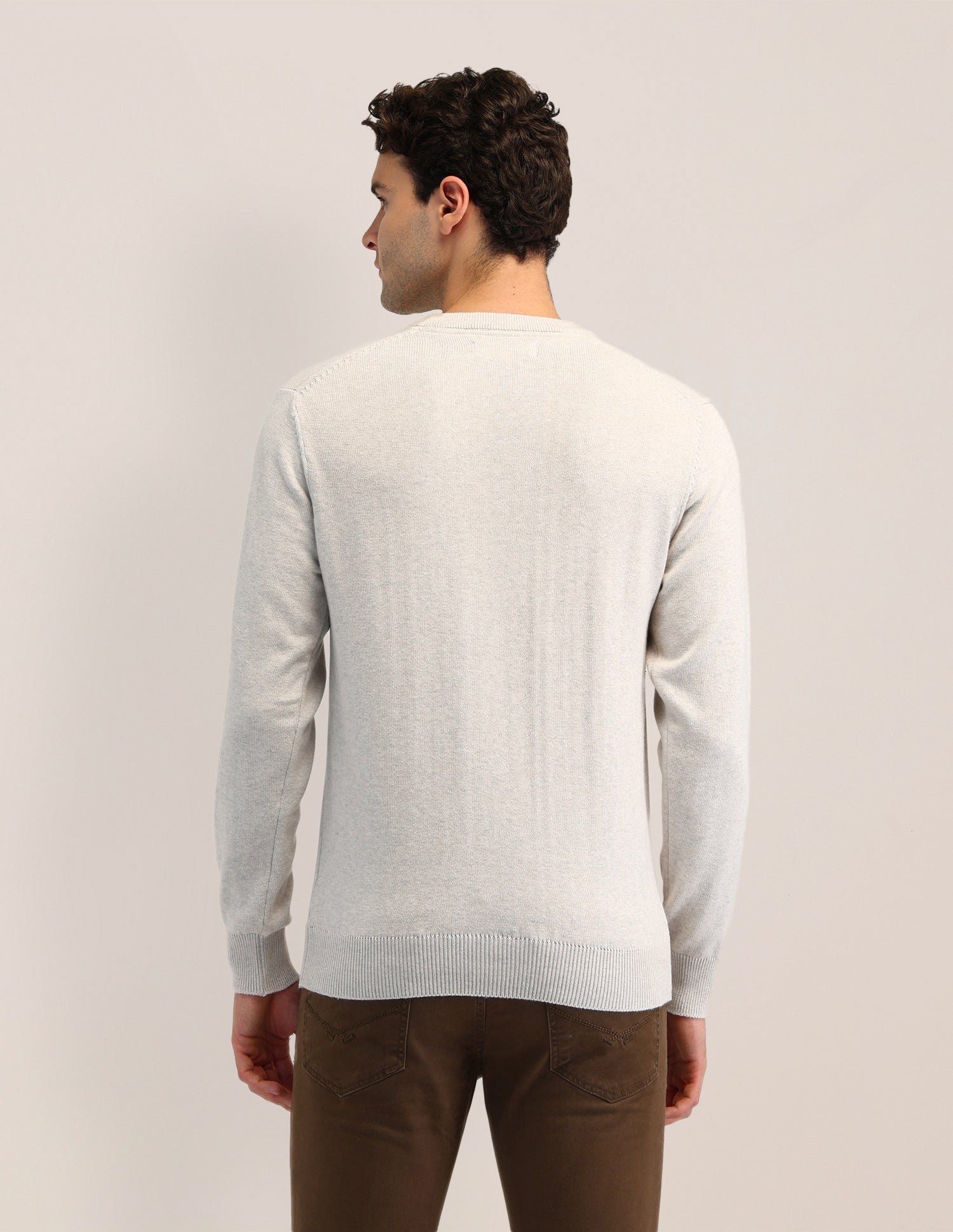 Brand Printed Regular Fit Sweater Off White - U.S. Polo Assn. India | Large