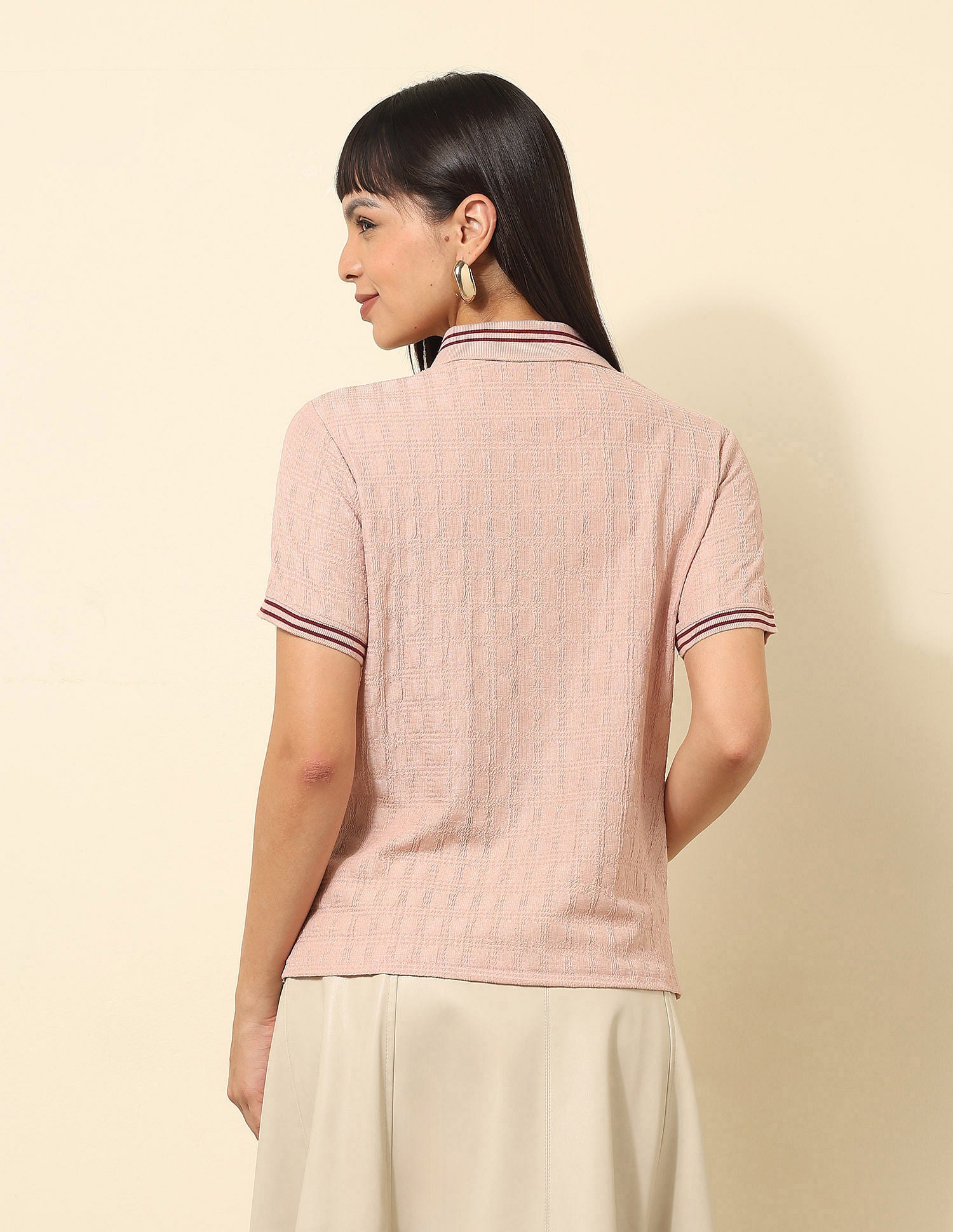 Regular Fit Textured Polo Shirt Pink - U.S. Polo Assn. India | Large