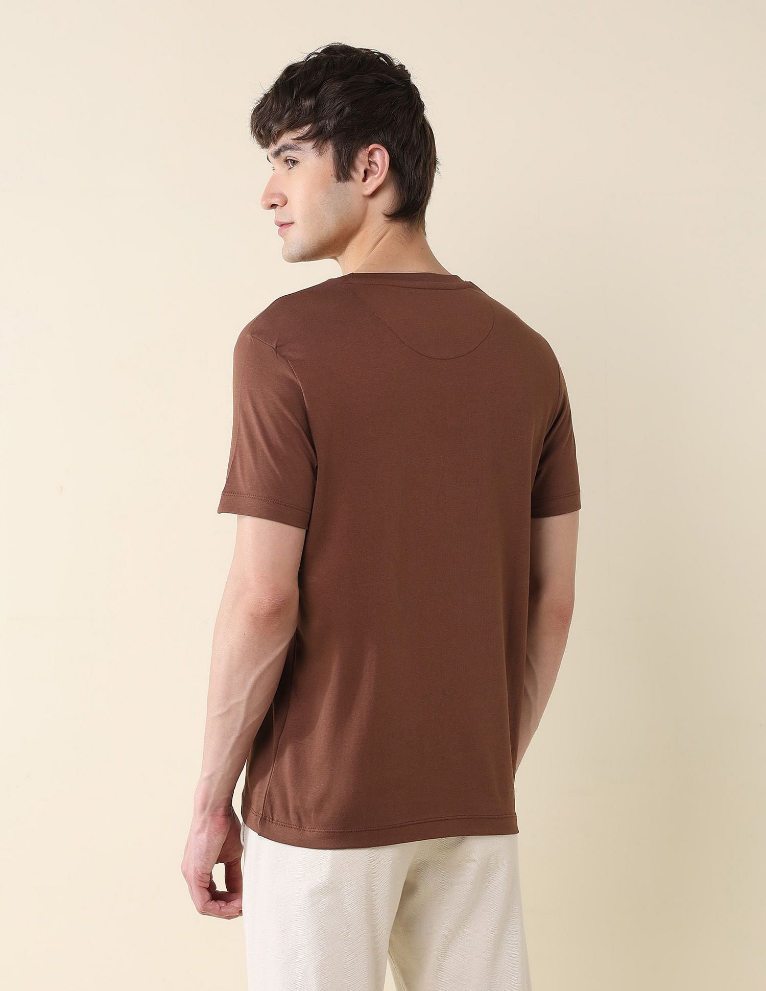 Pure Cotton Slim Fit T-Shirt Light Brown - U.S. Polo Assn. India | Large