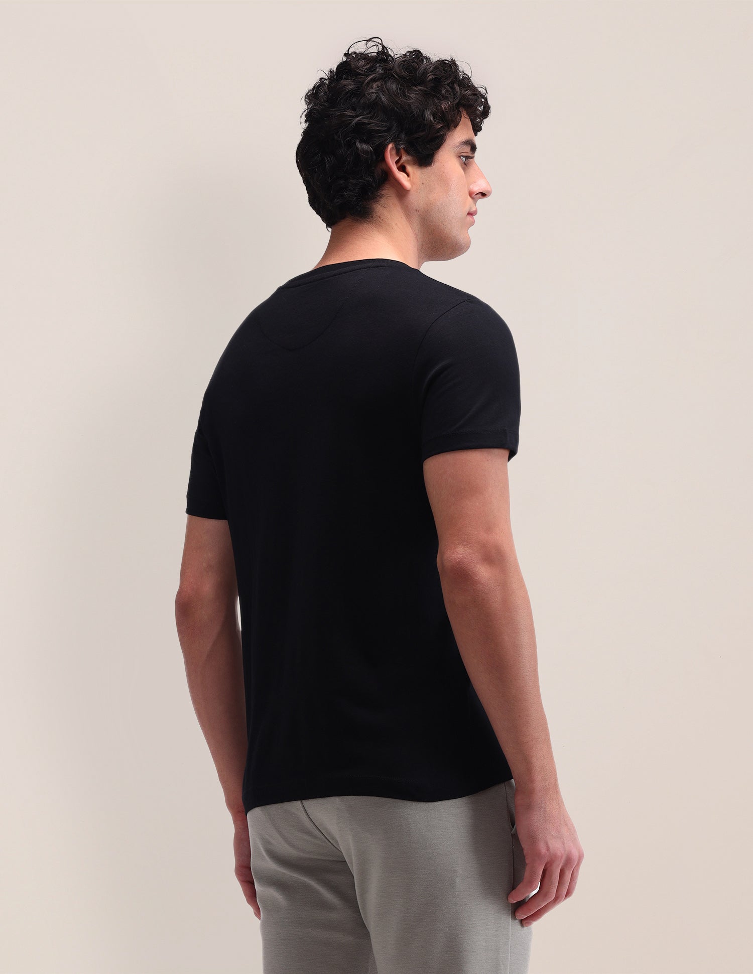 Brand Printed Cotton T-Shirt Black - U.S. Polo Assn. India | Large